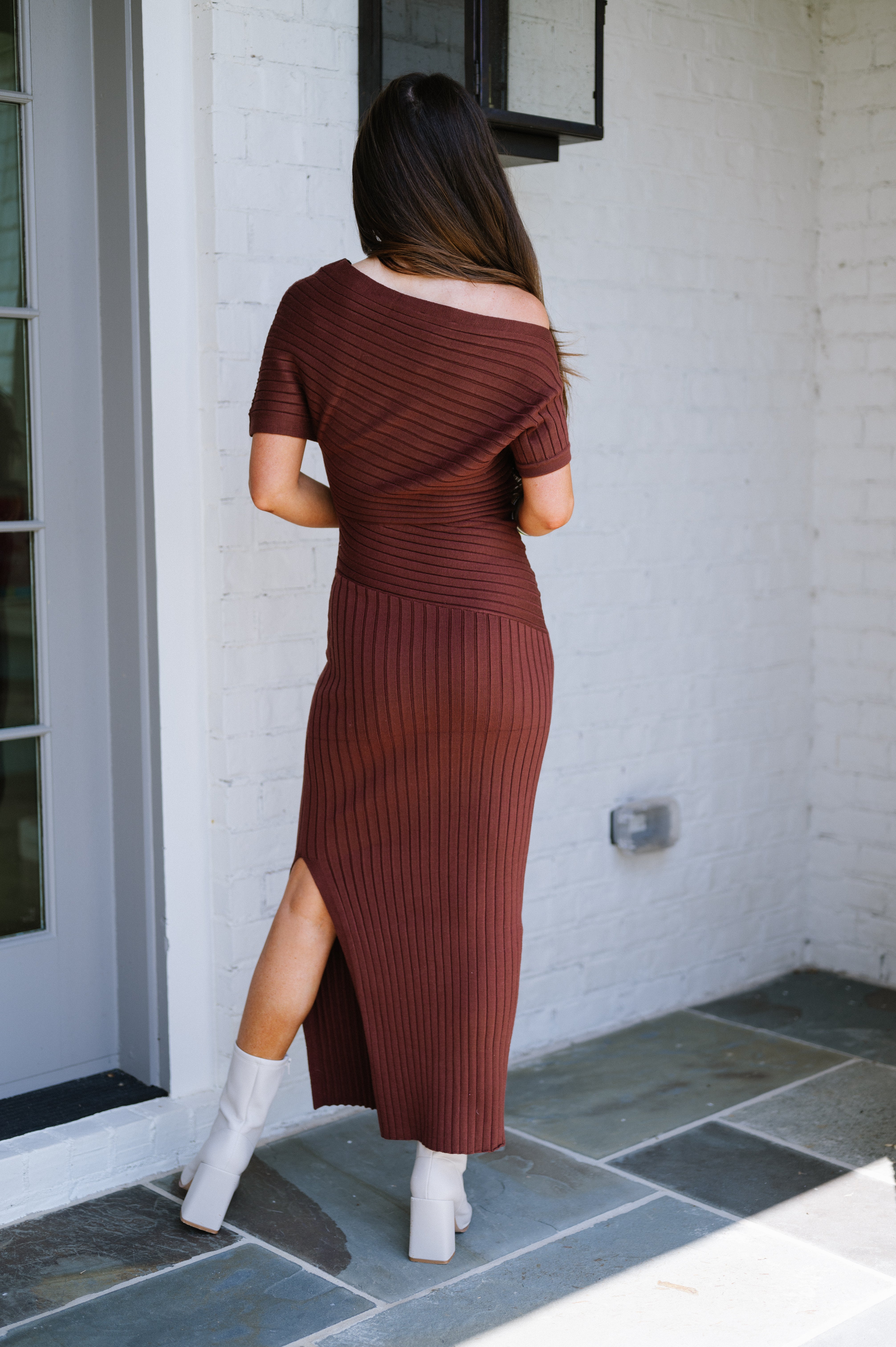 Augustine Knit Midi Dress- Brown