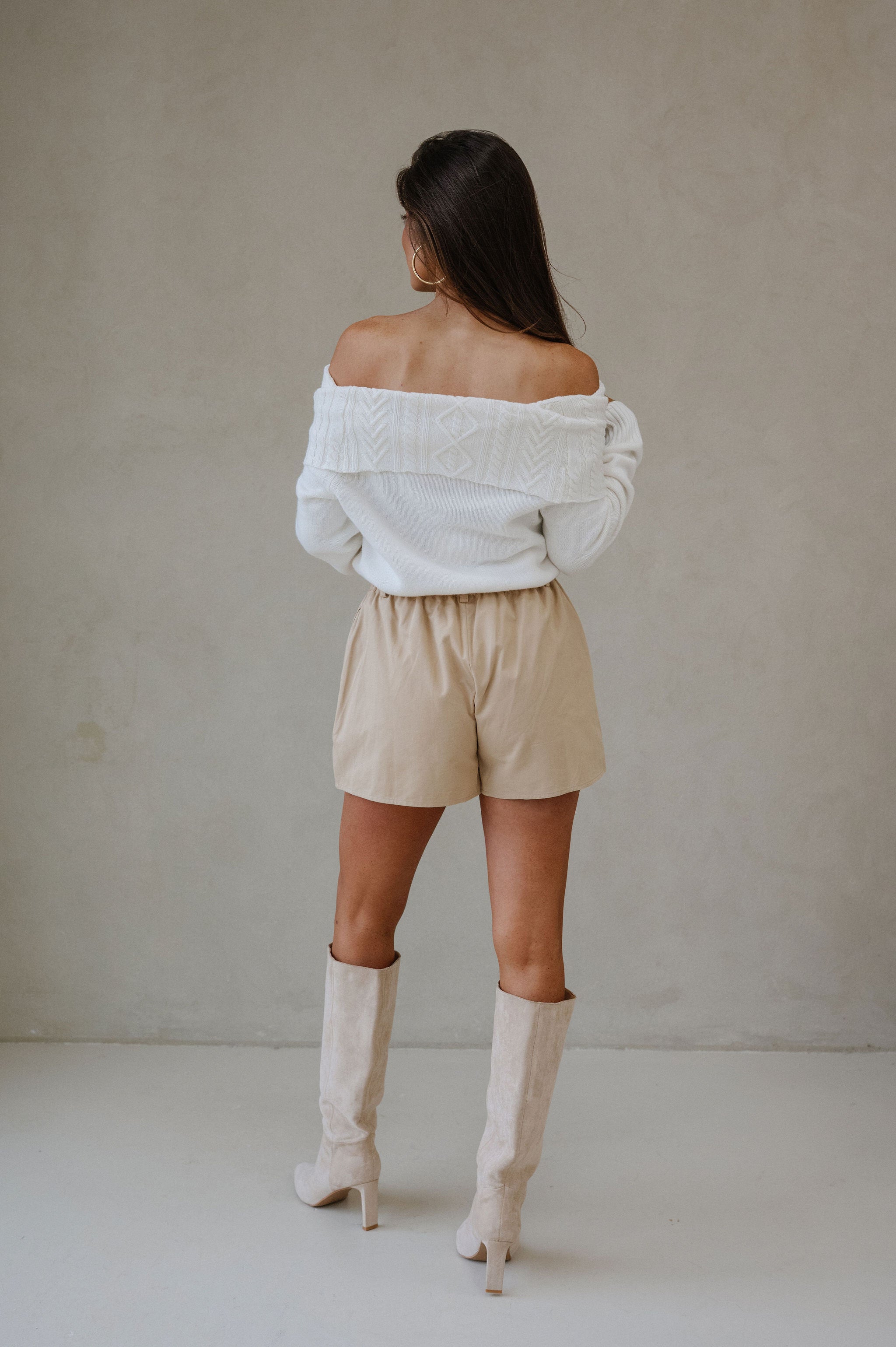 Devon OTS Cable Knit Sweater-Ivory