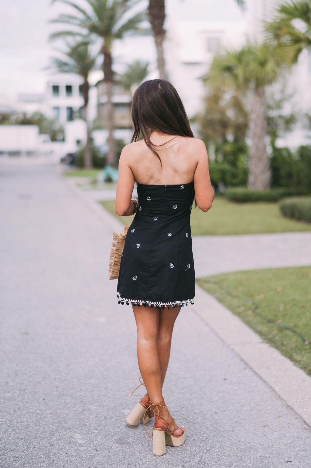 Tori Tassel Trim Mini Dress- Black