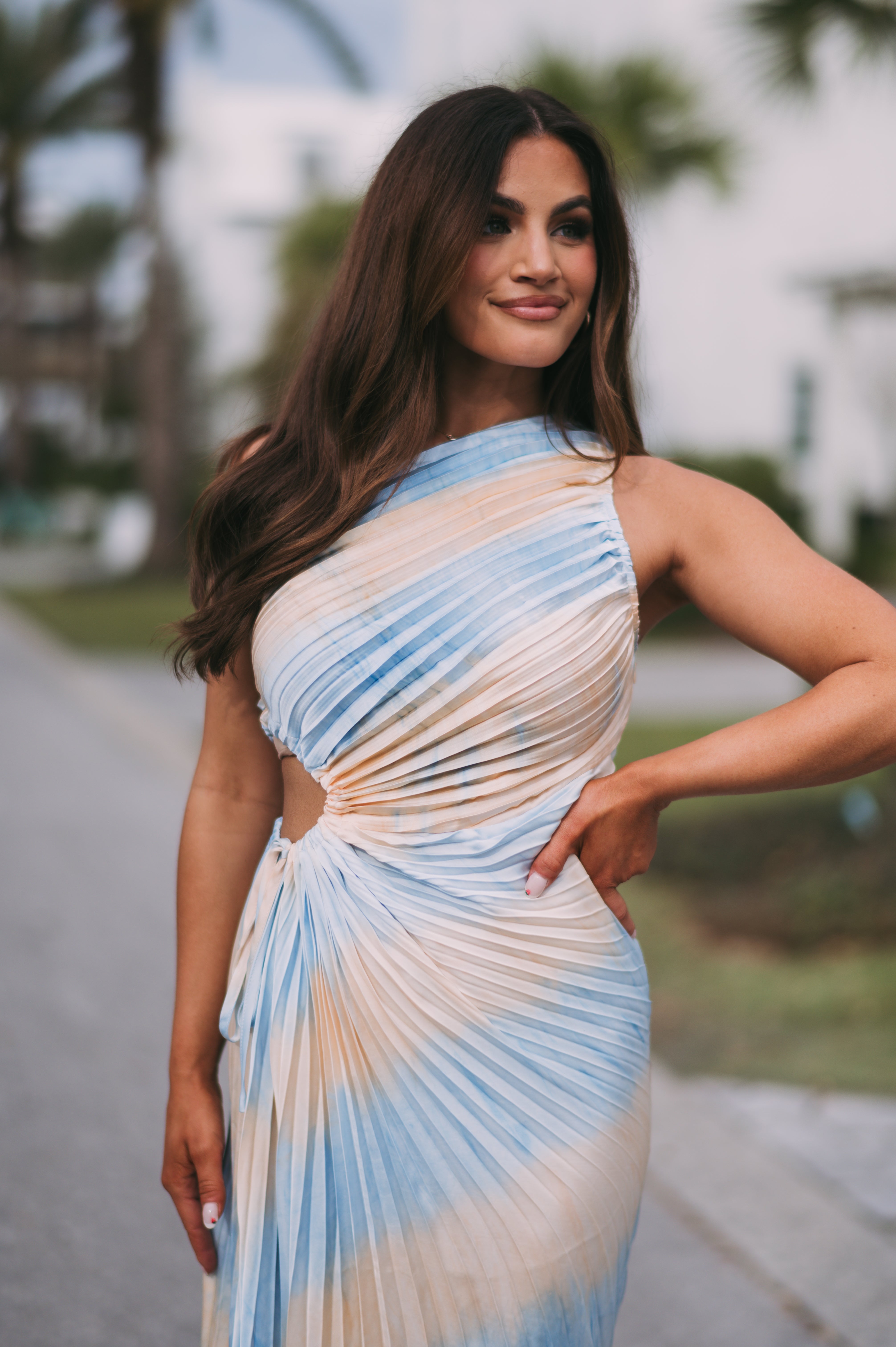 Shoreside Asymmetrical Dress- Blue