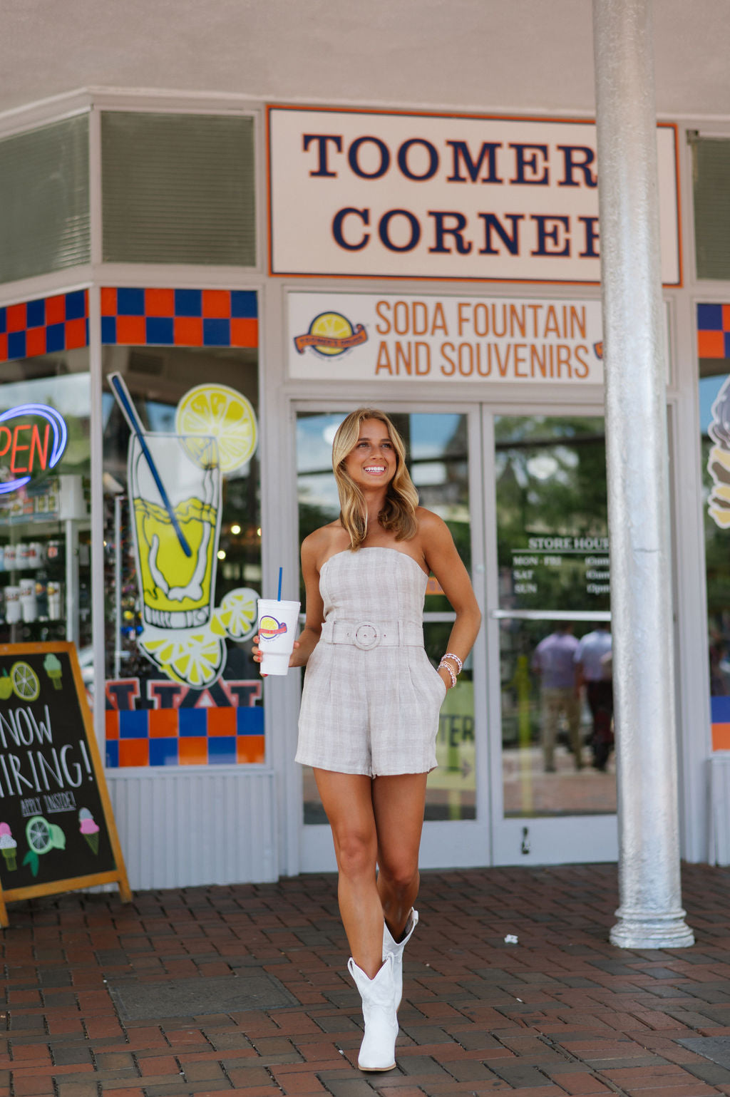 Pierce Belted Romper-Khaki Ivory