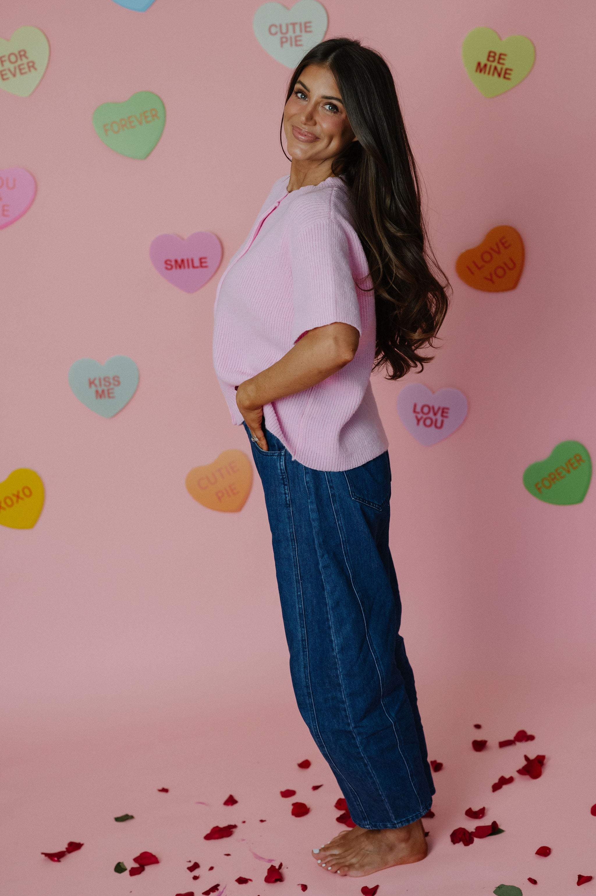 Angelina Button Up Sweater-Pink