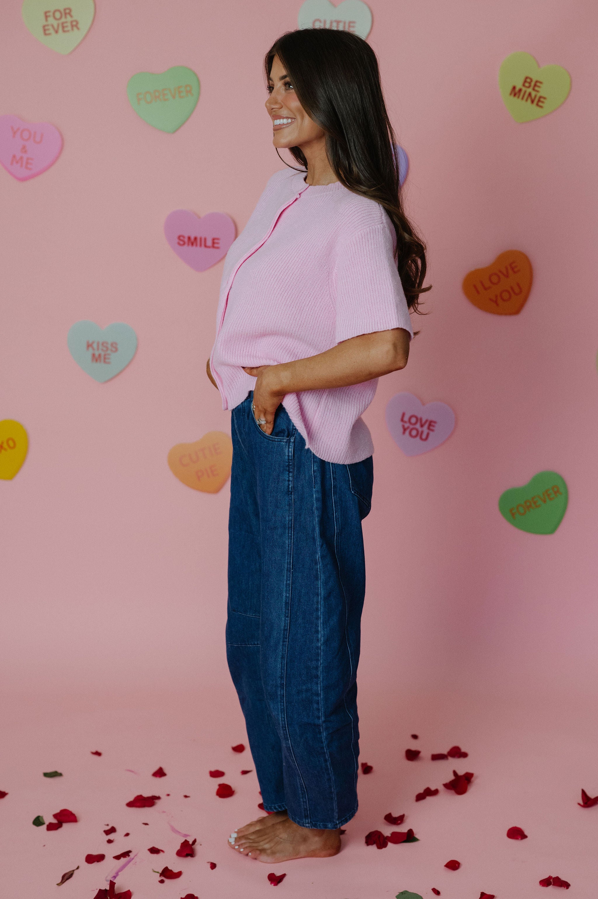 Angelina Button Up Sweater-Pink