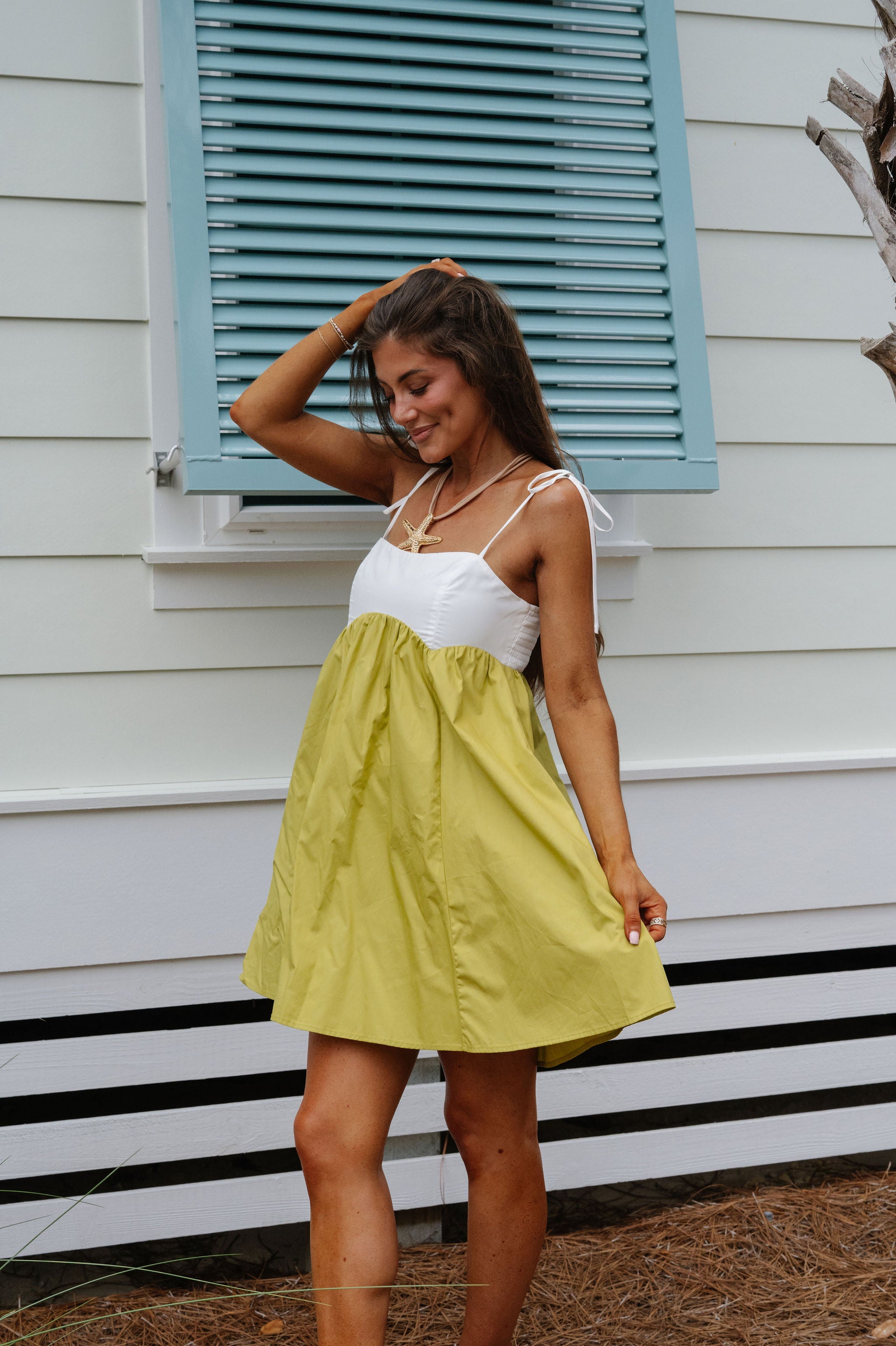 Roxy Mini Dress-Green/White
