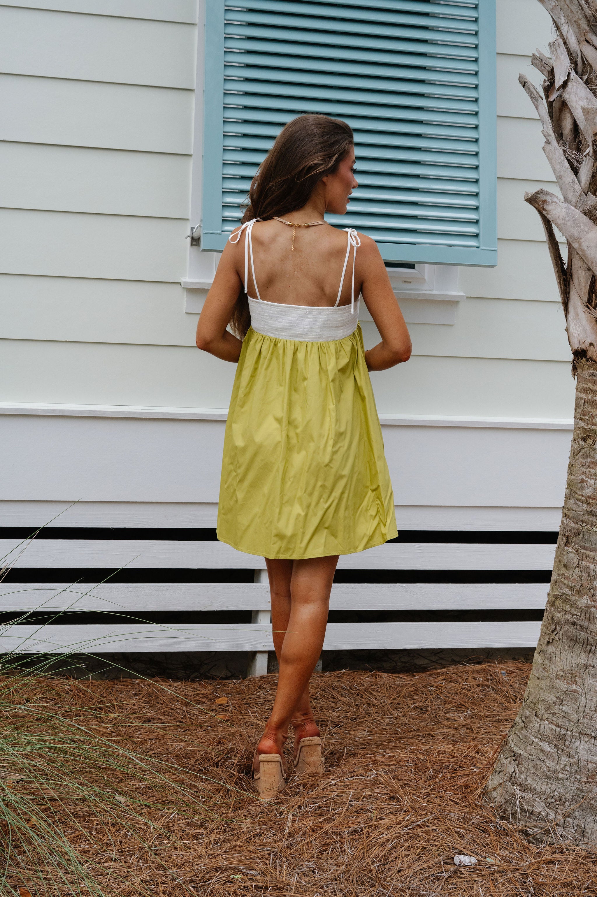 Roxy Mini Dress-Green/White