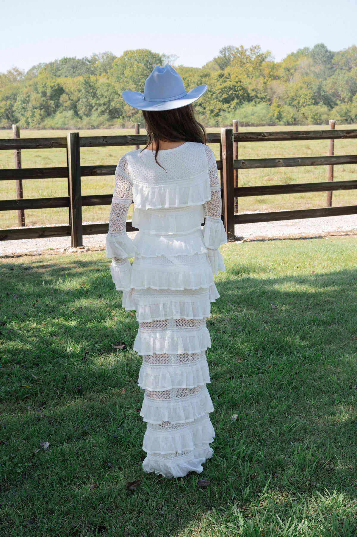 Ally Long Sleeve Tiered Ruffle Maxi Dress-Cream