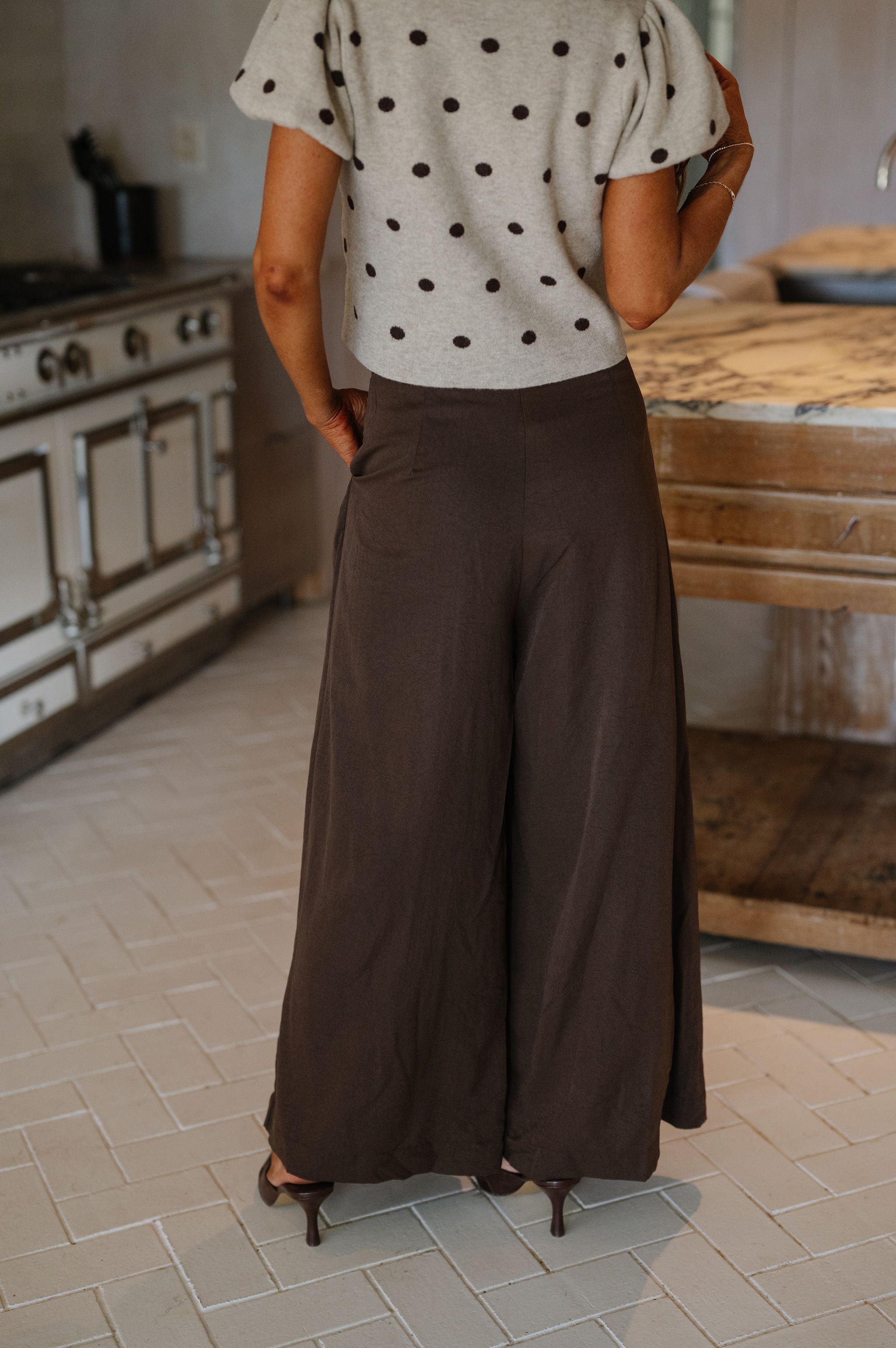 June Pleated Pants- Brown