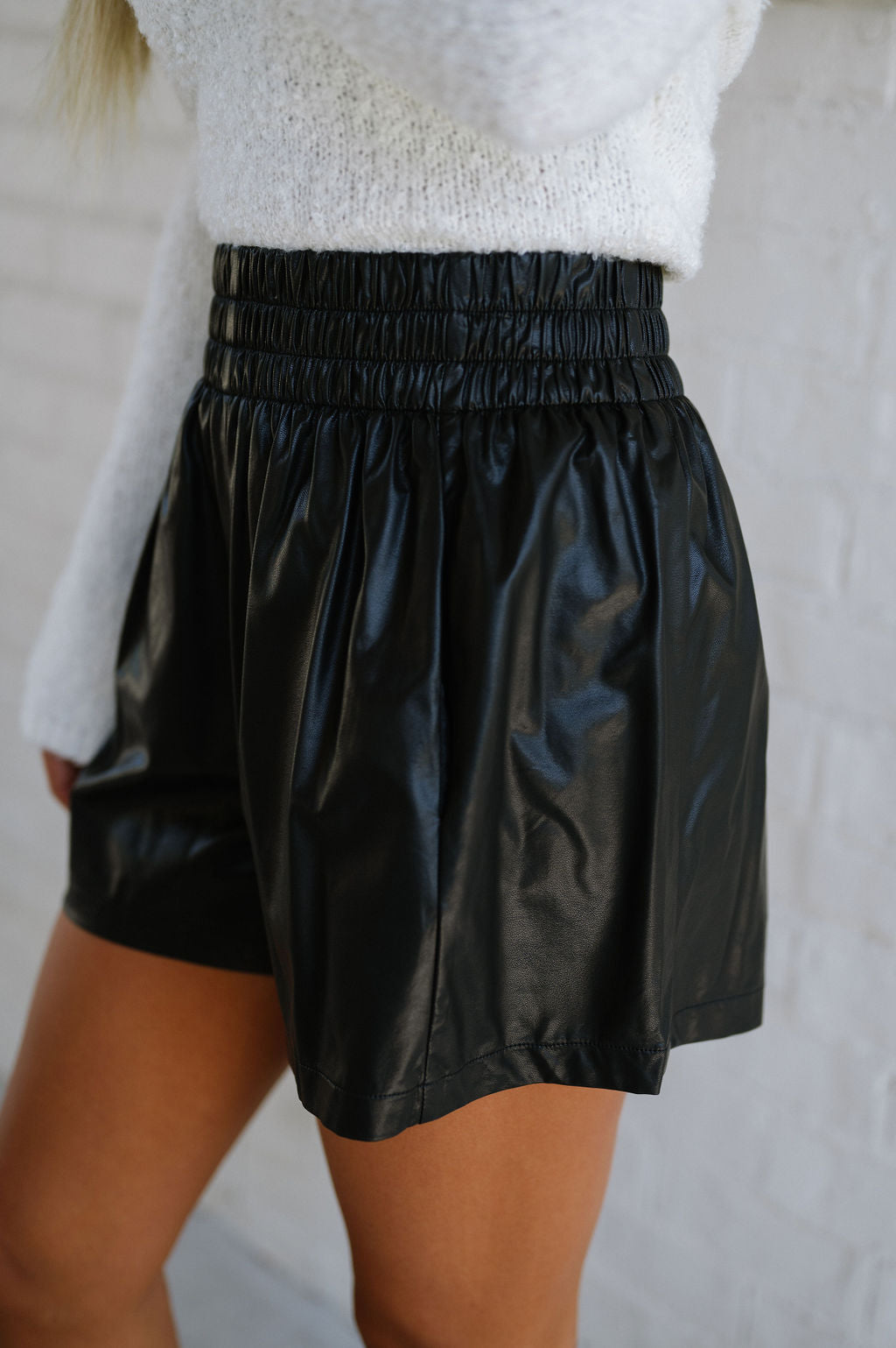 Holden Faux Leather Shorts- Black