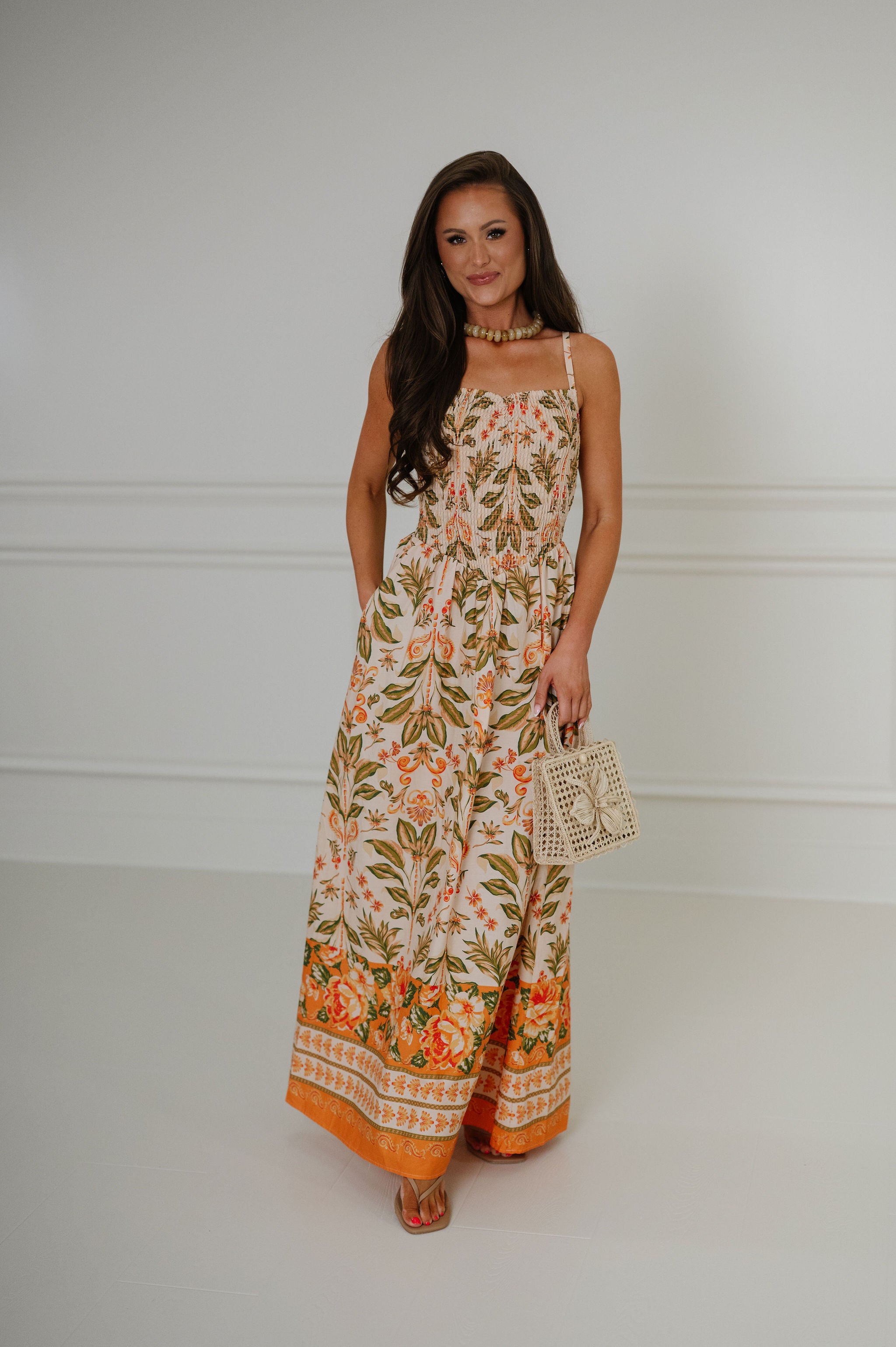 Kinnie Dress-Peach Multi