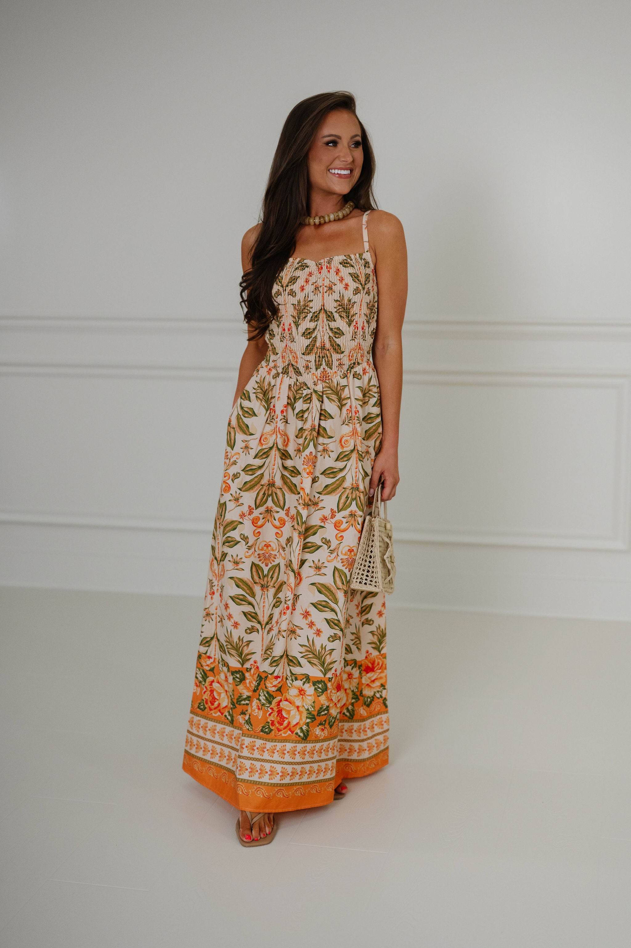 Kinnie Dress-Peach Multi