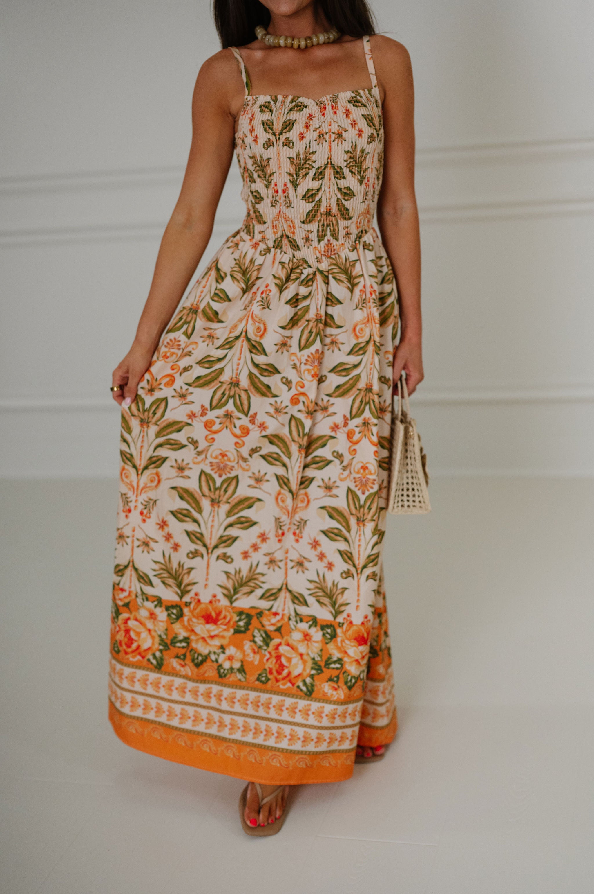 Kinnie Dress-Peach Multi