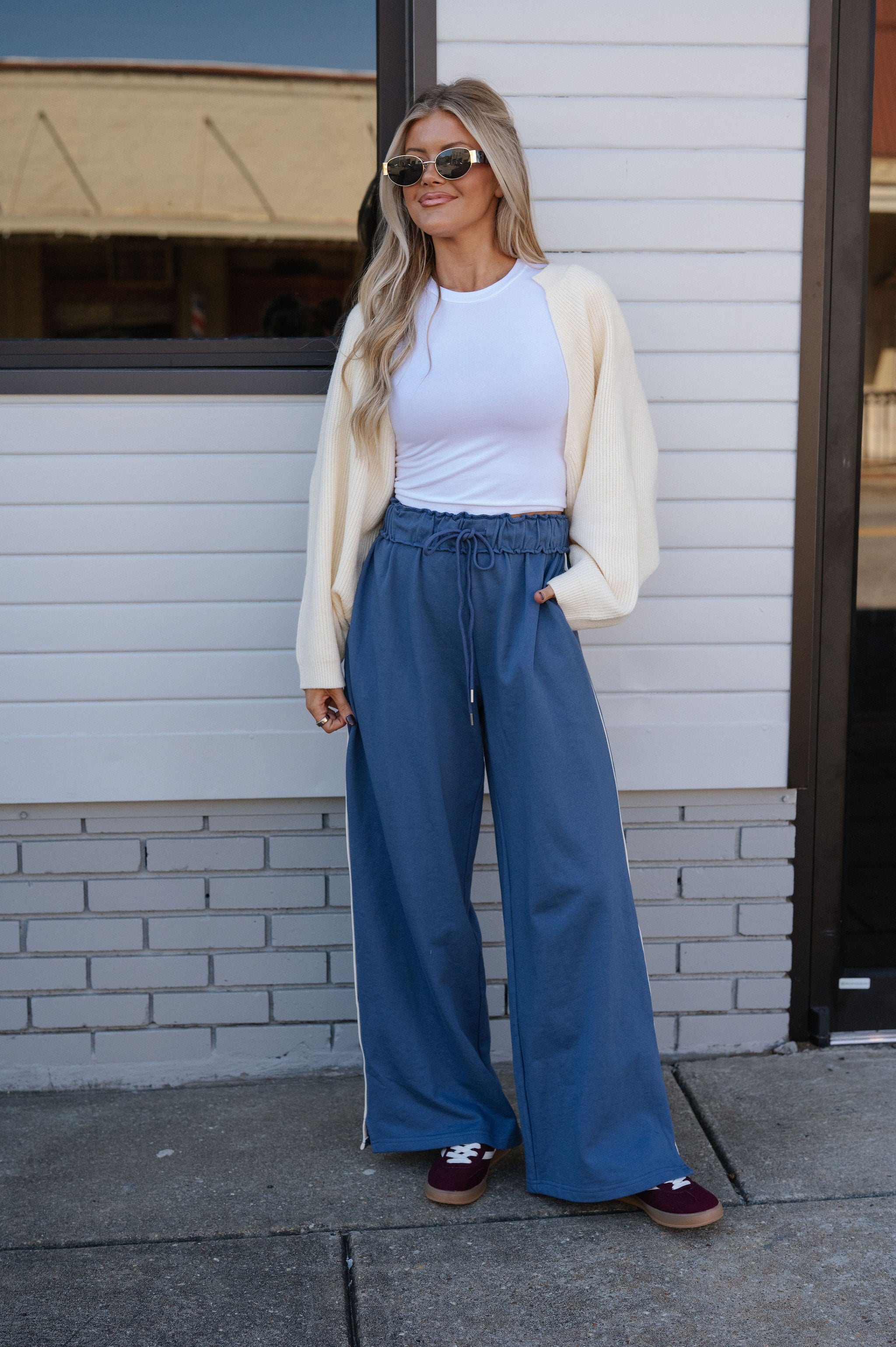 Knit Drop Shoulder Cardigan-Cream