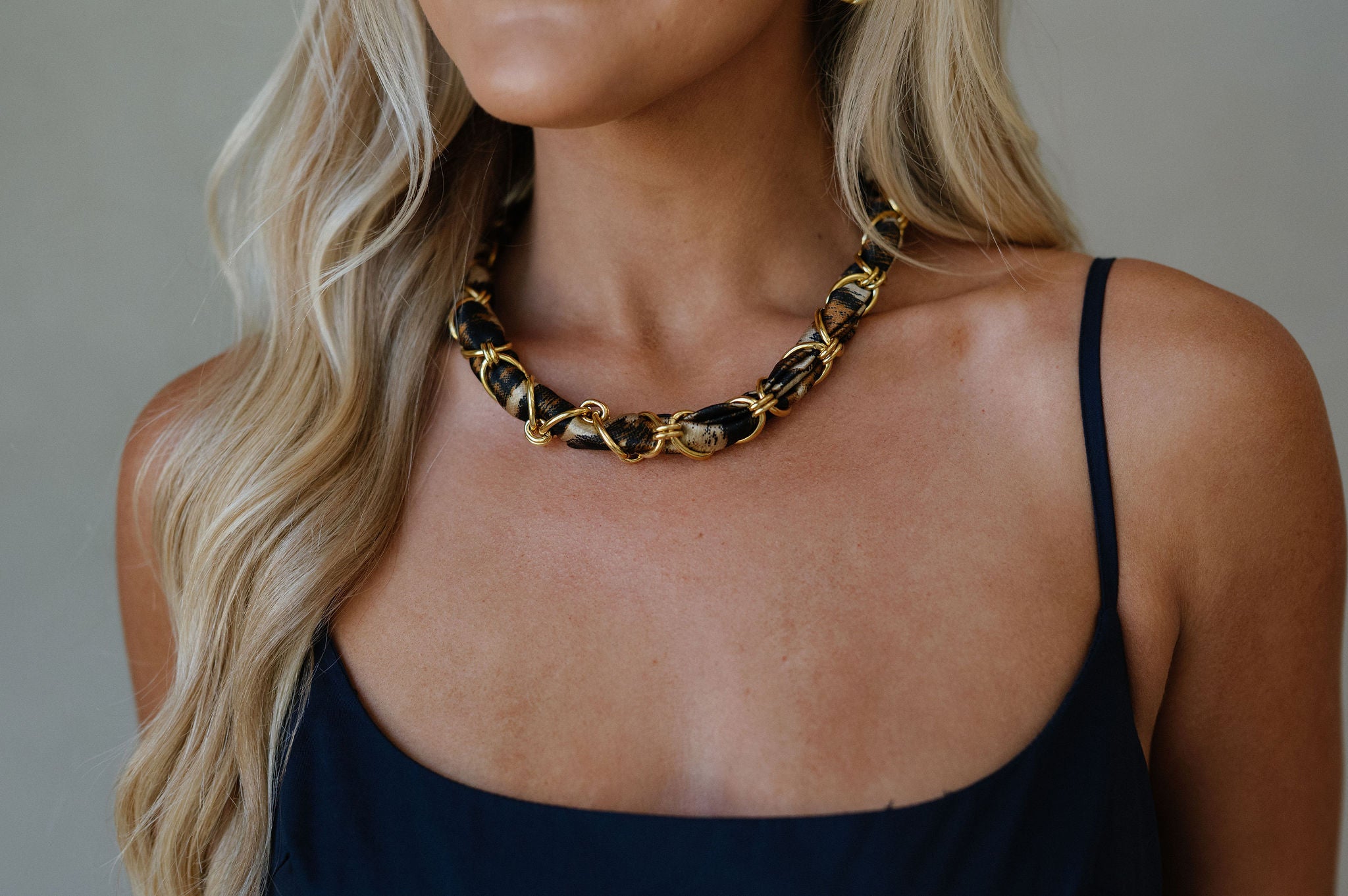 Chained Leopard Scarf Necklace
