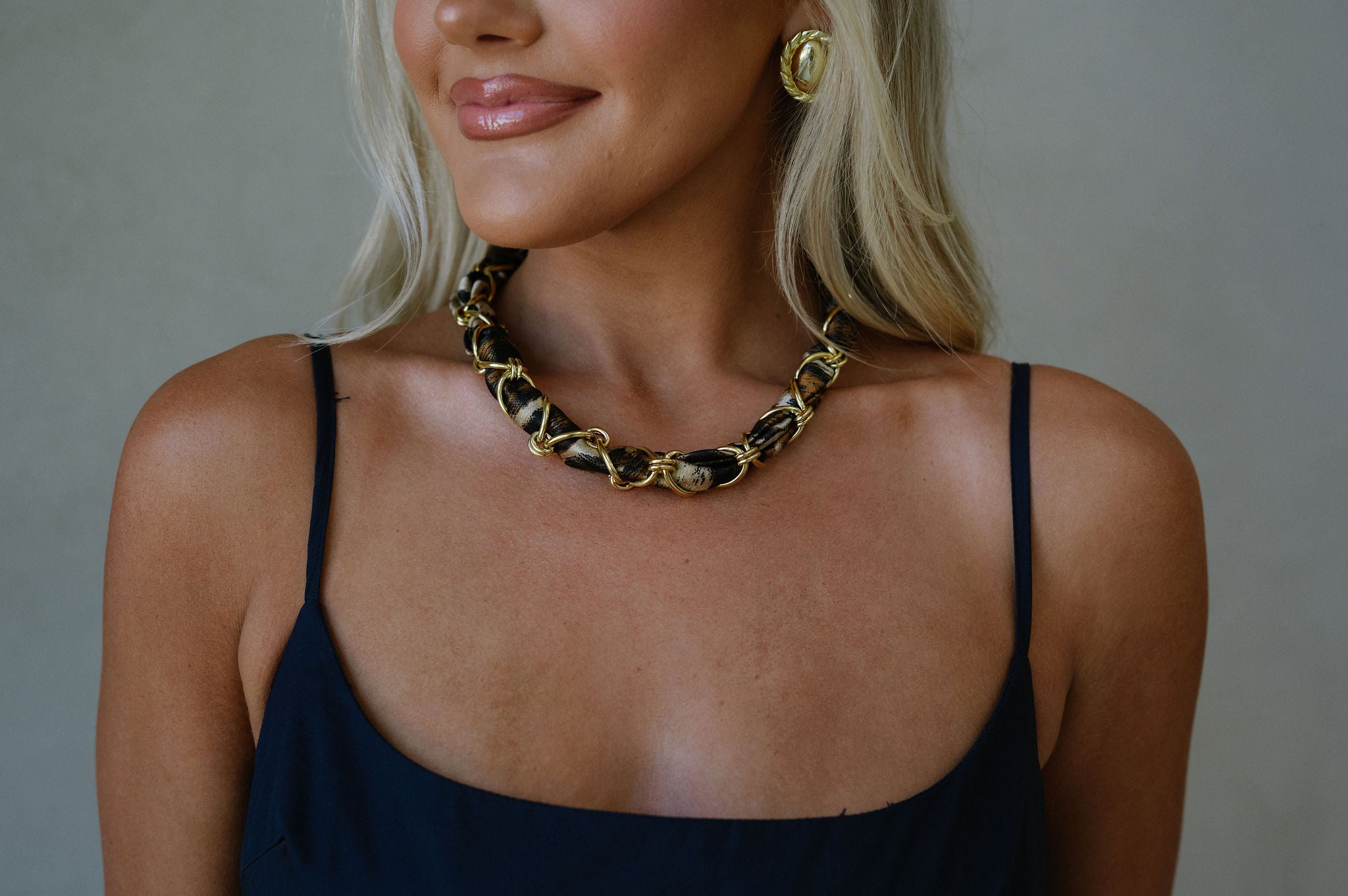 Chained Leopard Scarf Necklace