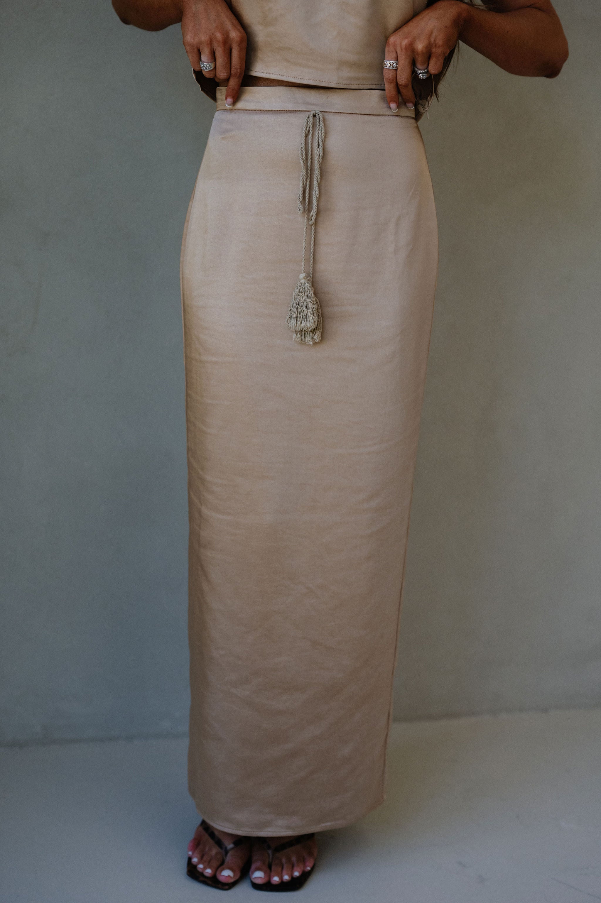 PREORDER//SHIPPING 10/8//Satin Maxi Skirt Set-Bronze