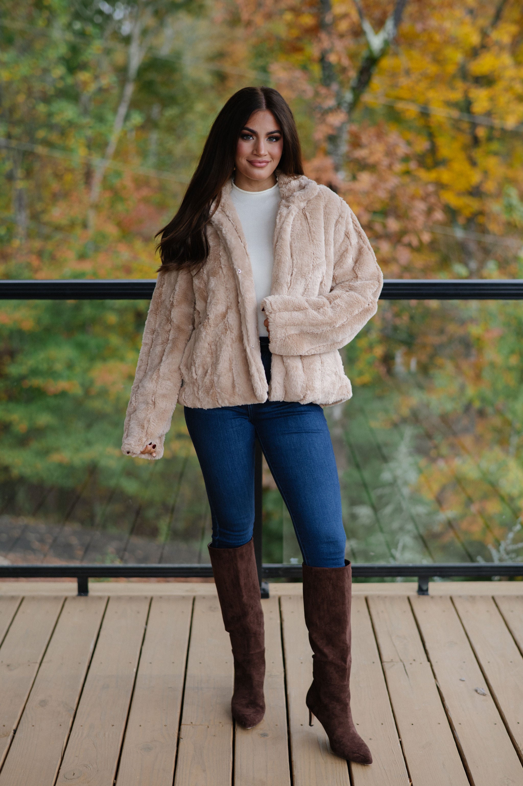 Tarsi Faux Fur Jacket-Taupe
