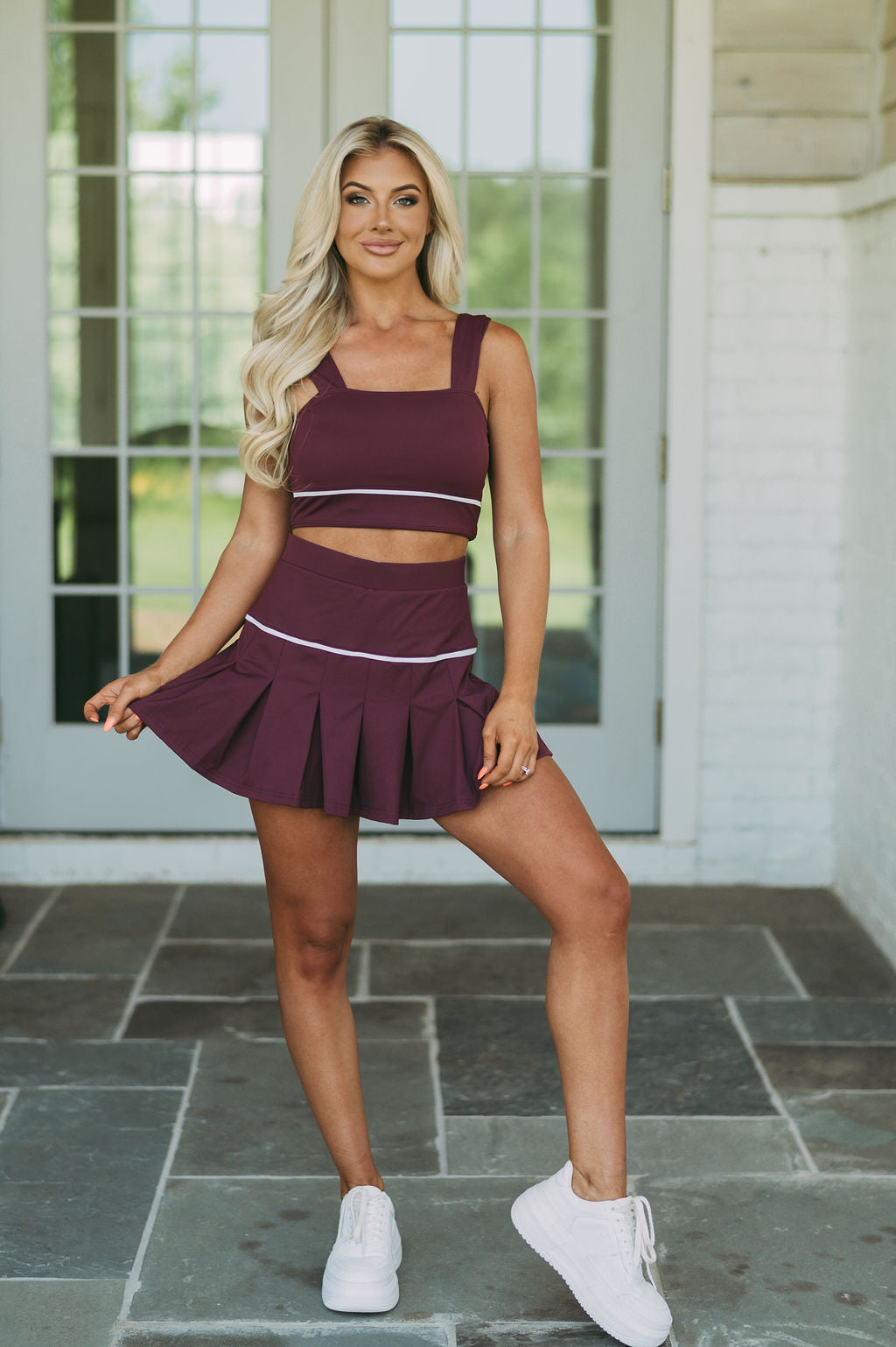 Polly Square Neck Crop Top- Burgundy