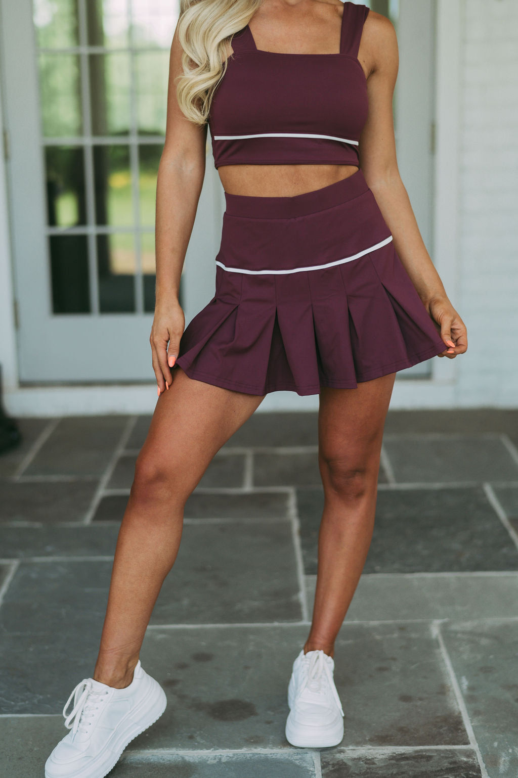 Polly Square Neck Crop Top- Burgundy