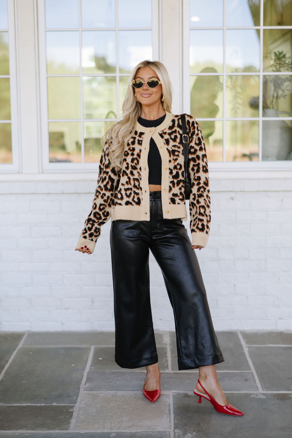 Wide Leg Faux Leather Pants