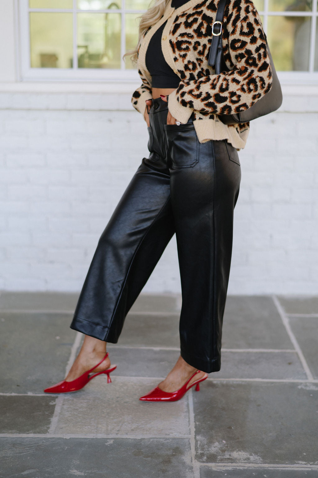 Wide Leg Faux Leather Pants