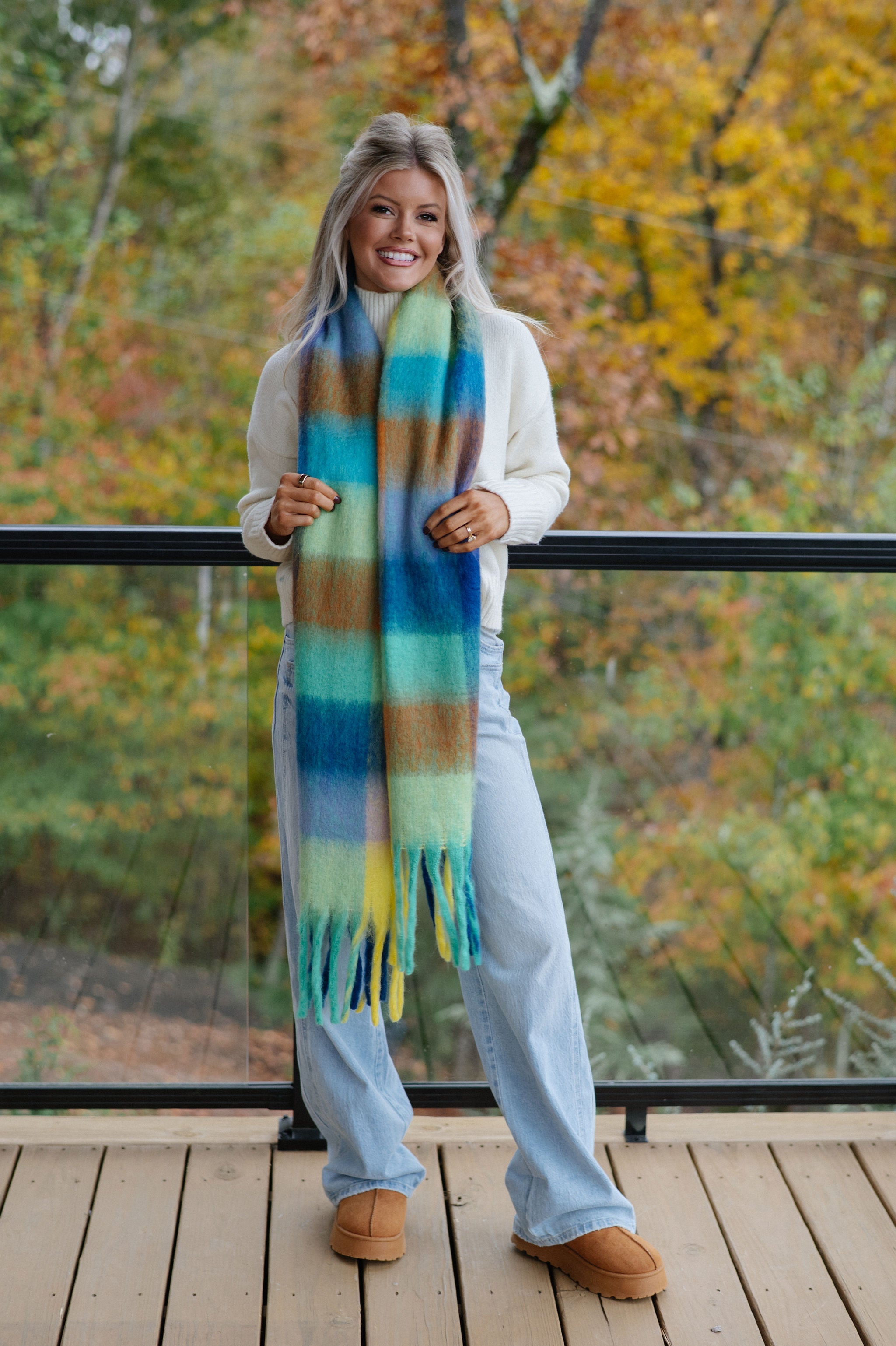 Makayla Scarf-Blue/Orange
