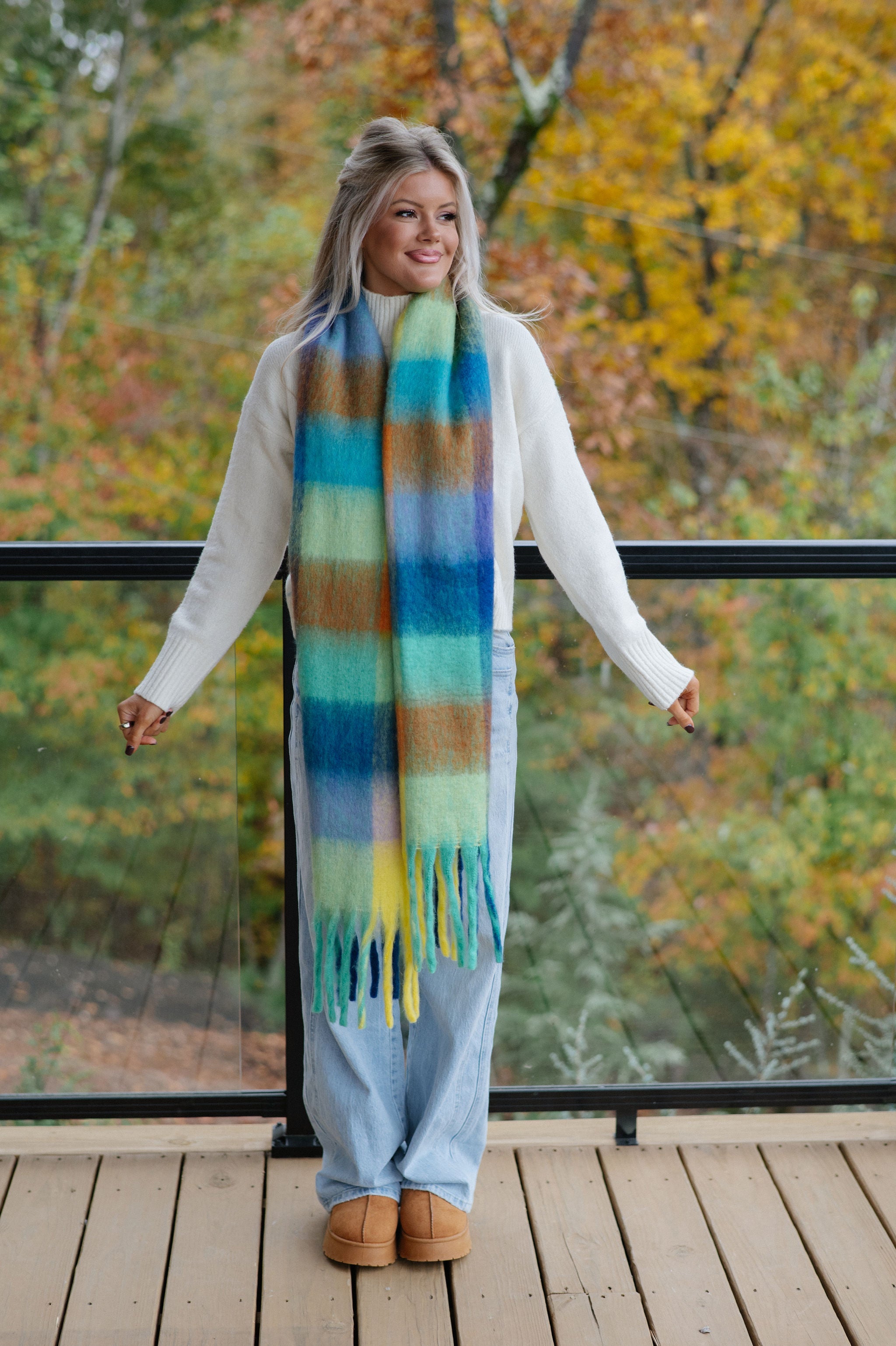 Makayla Scarf-Blue/Orange