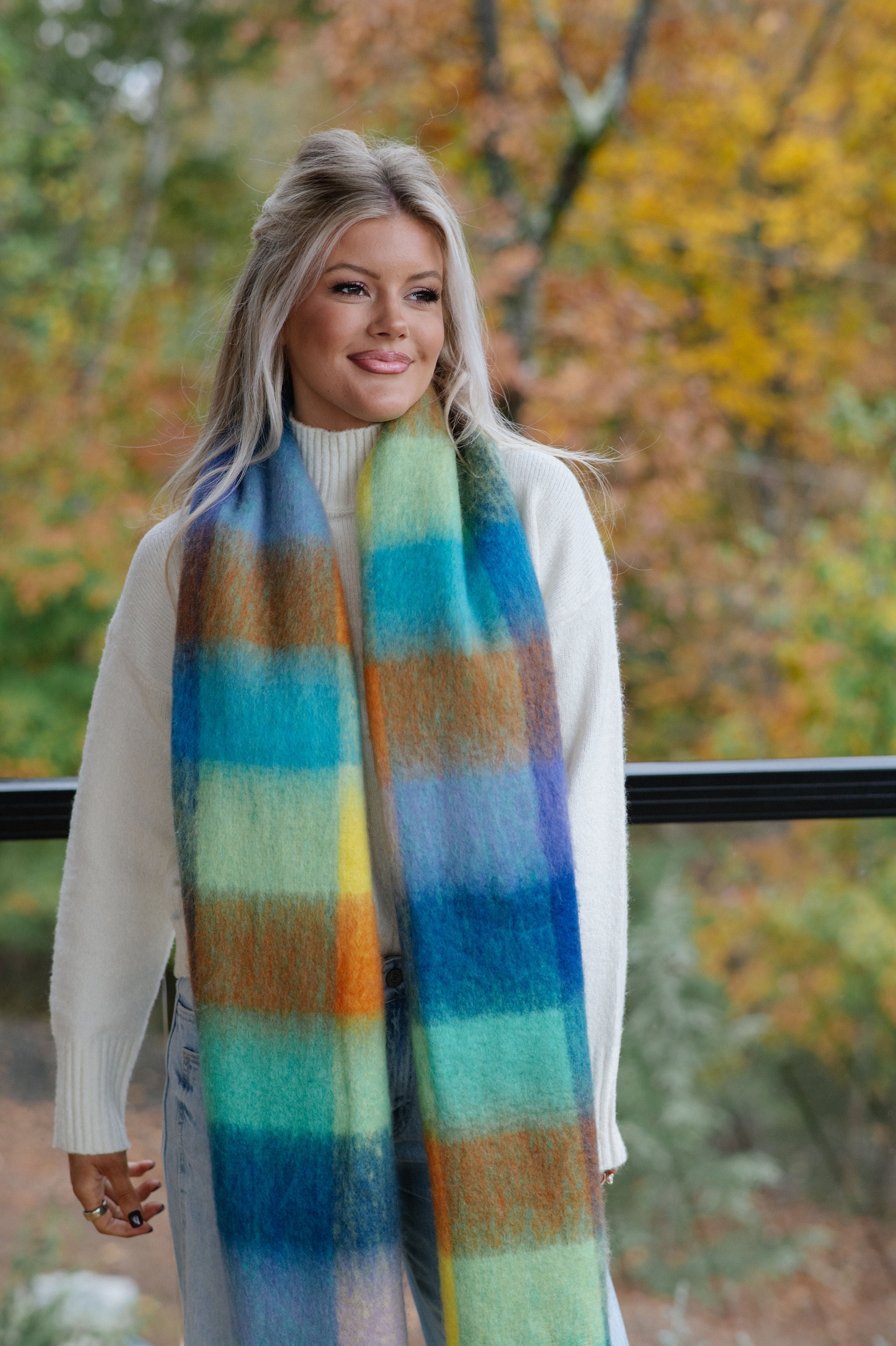 Makayla Scarf-Blue/Orange