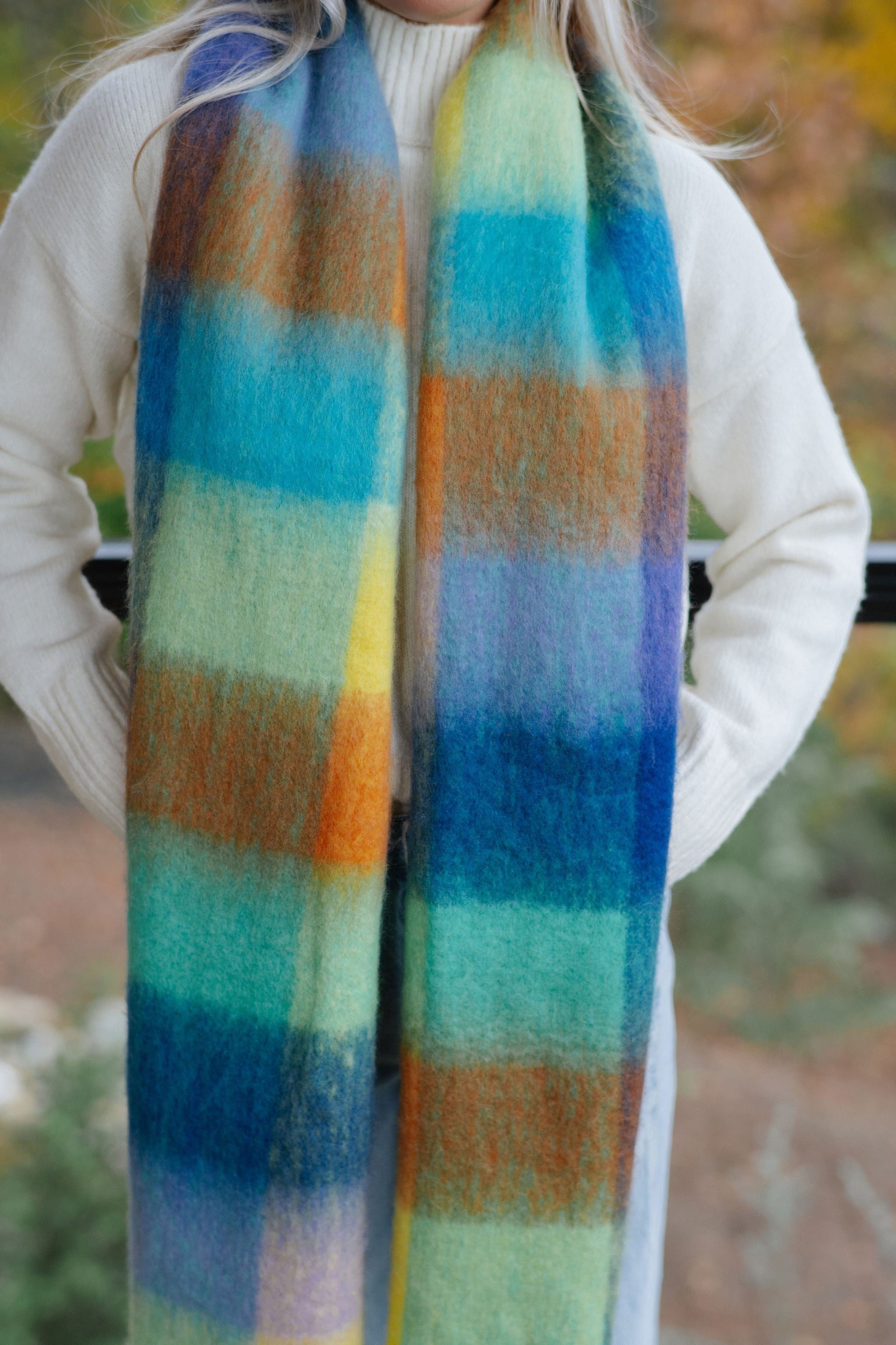 Makayla Scarf-Blue/Orange