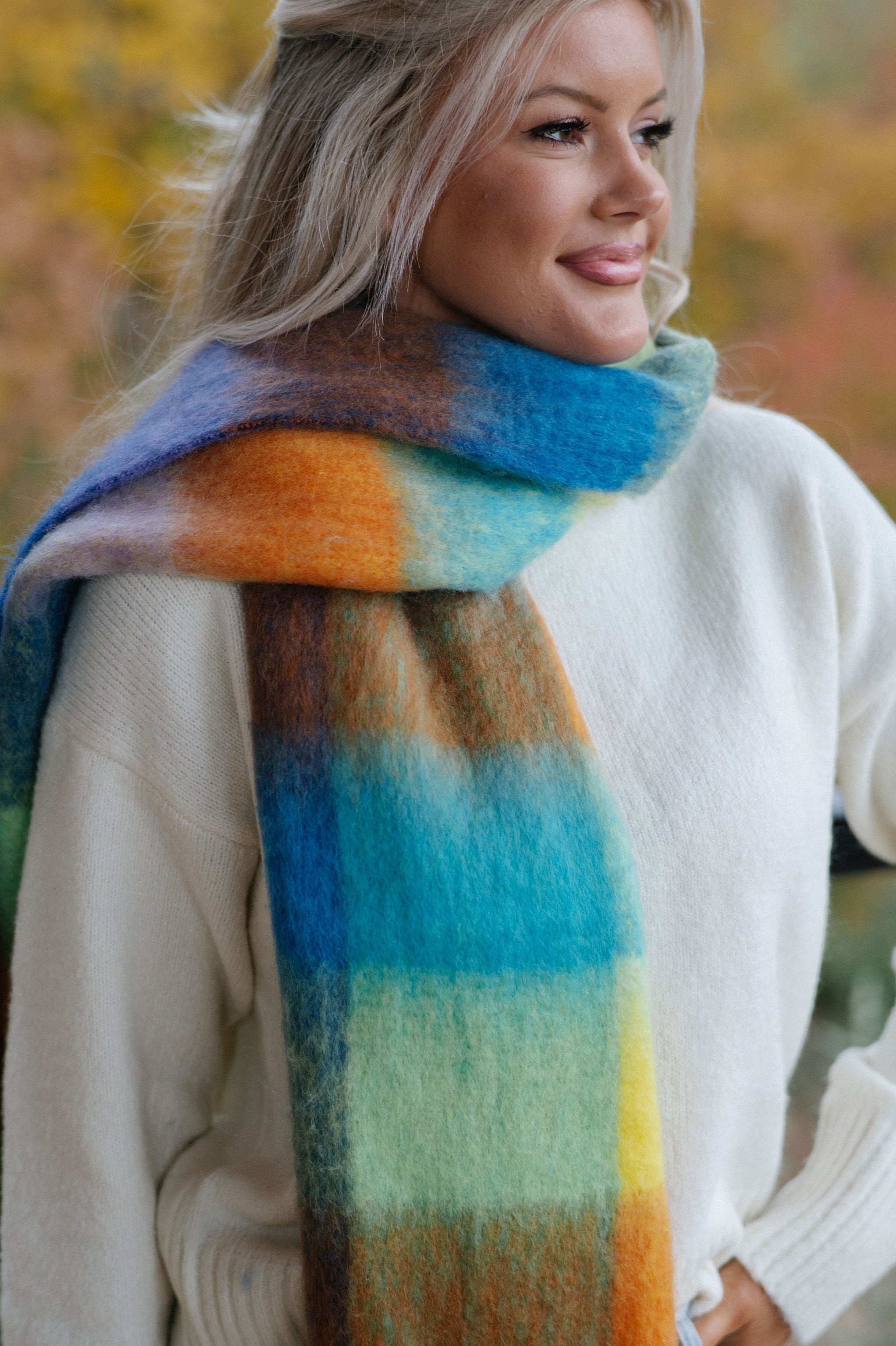 Makayla Scarf-Blue/Orange