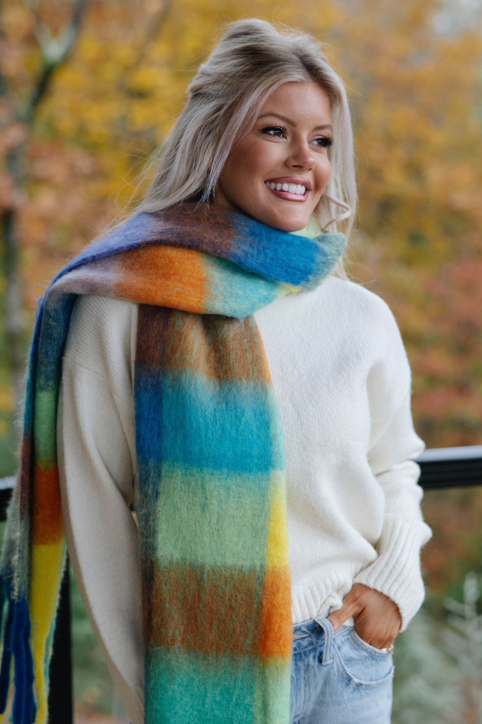 Makayla Scarf-Blue/Orange