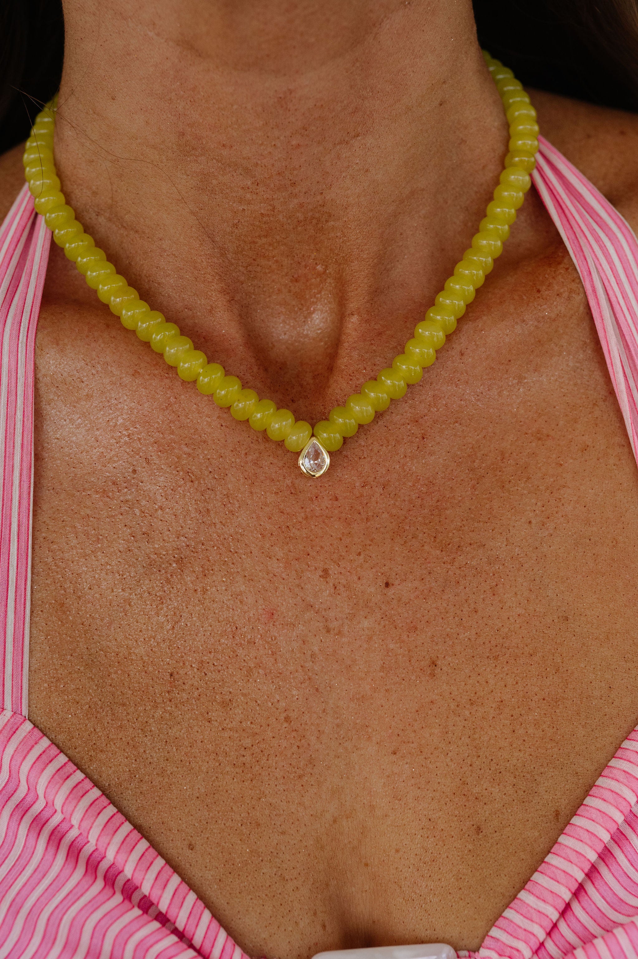 Dori Teardrop Beaded Necklace-Green