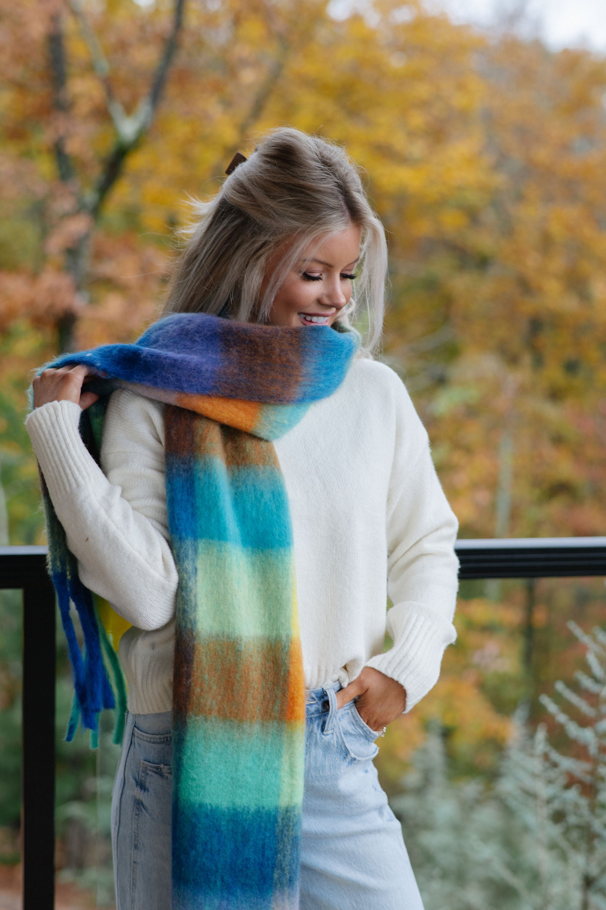 Makayla Scarf-Blue/Orange
