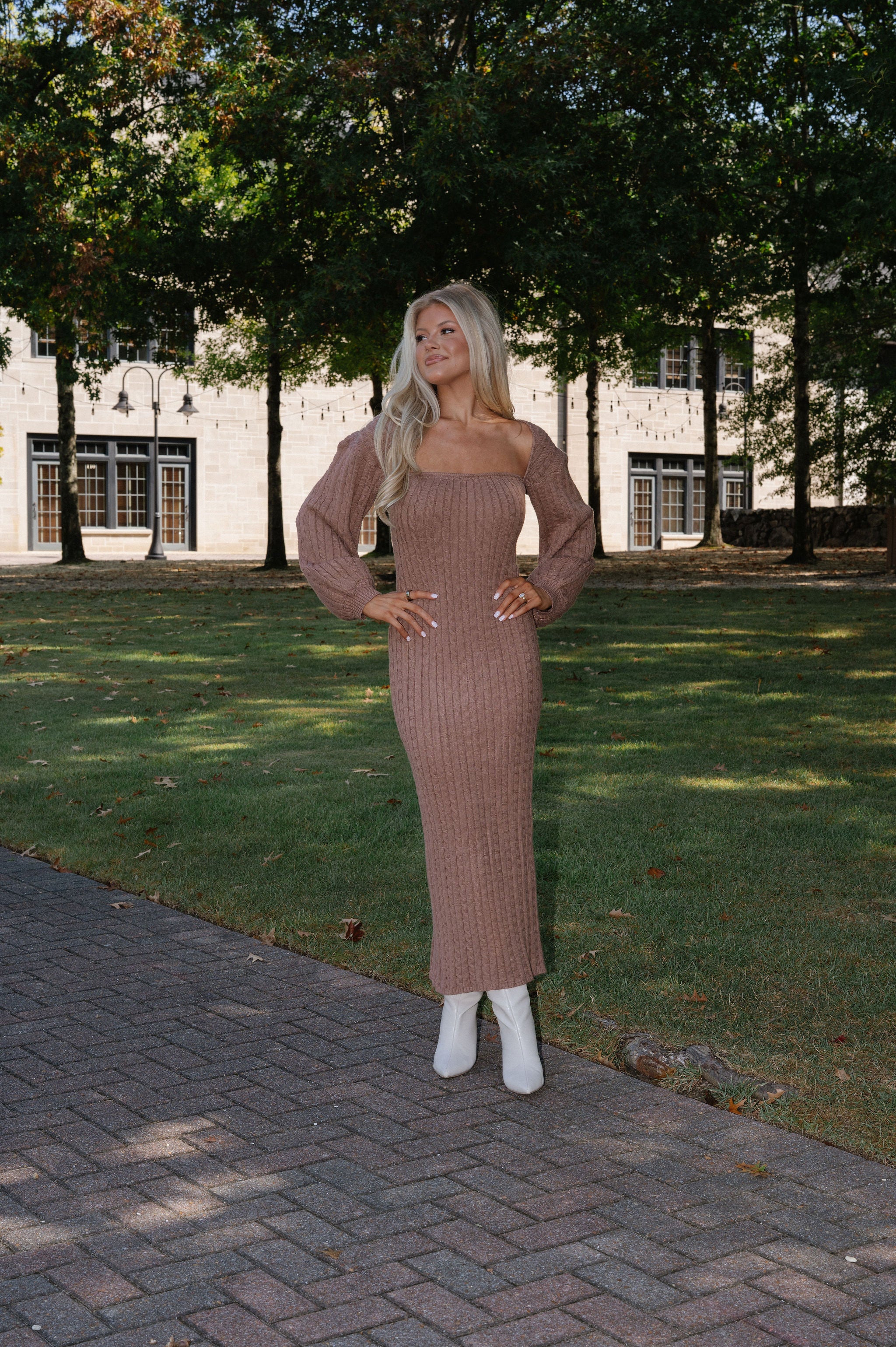 Hazel Sweater Dress- Brown