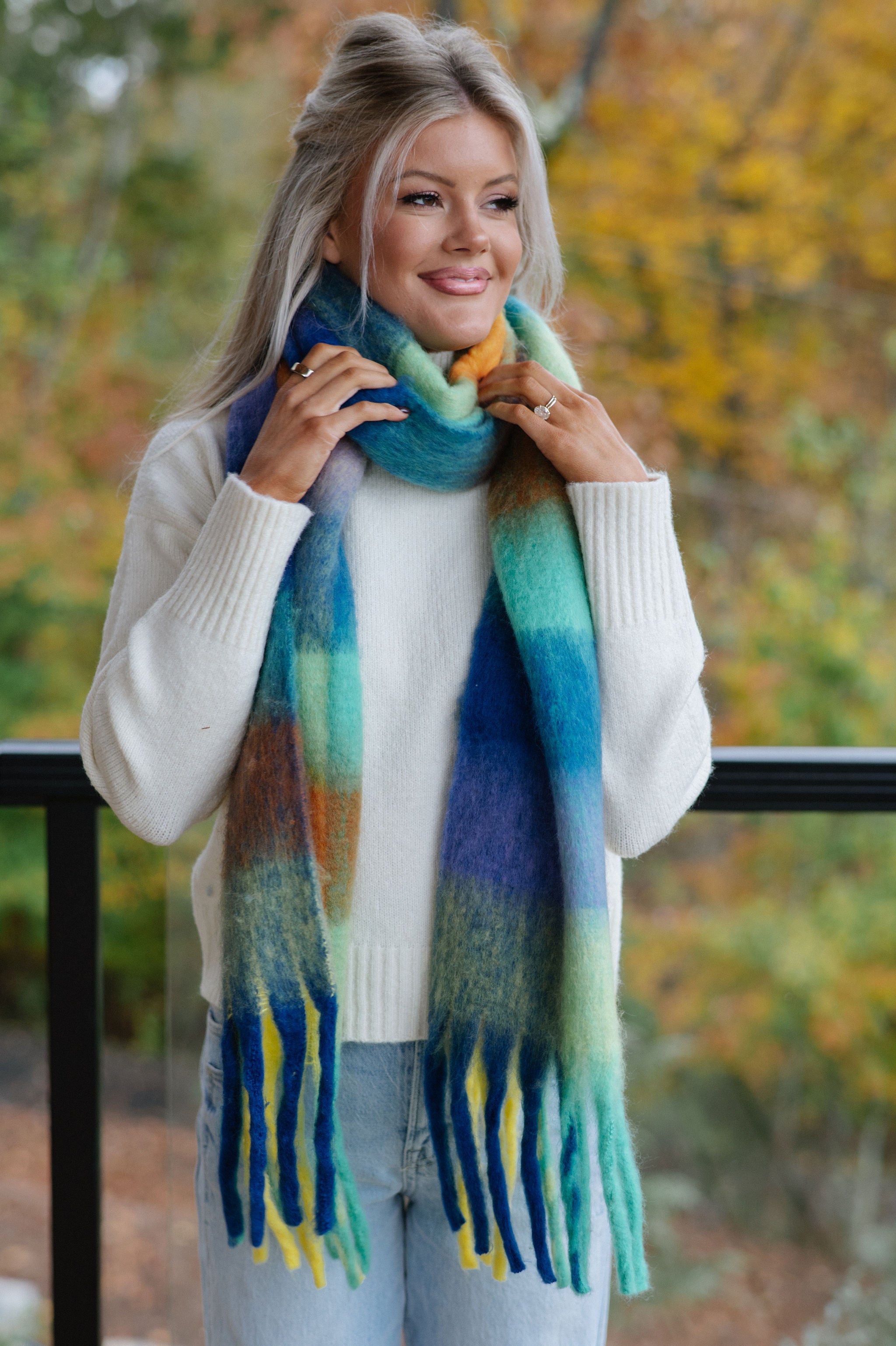 Makayla Scarf-Blue/Orange