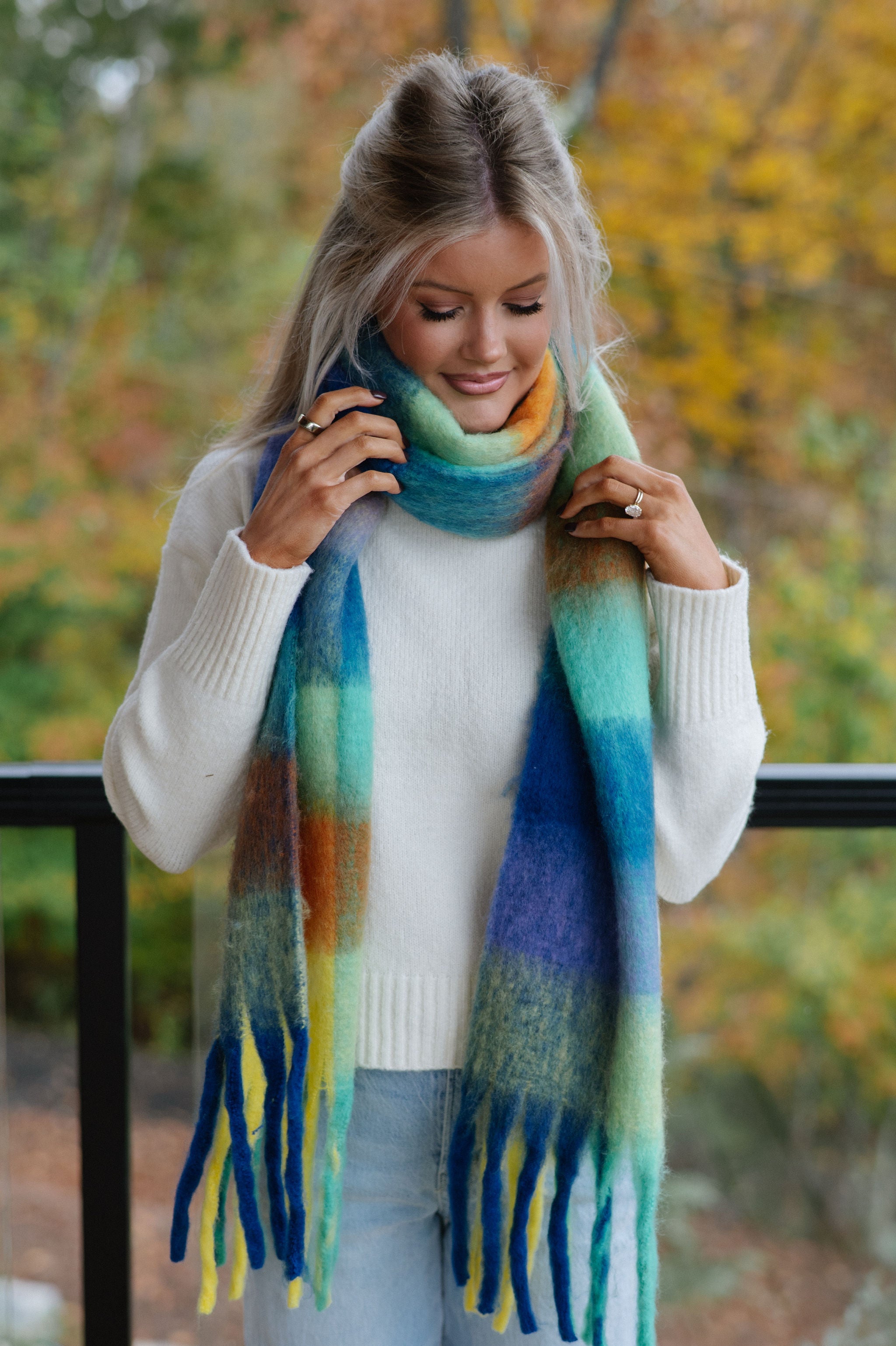 Makayla Scarf-Blue/Orange