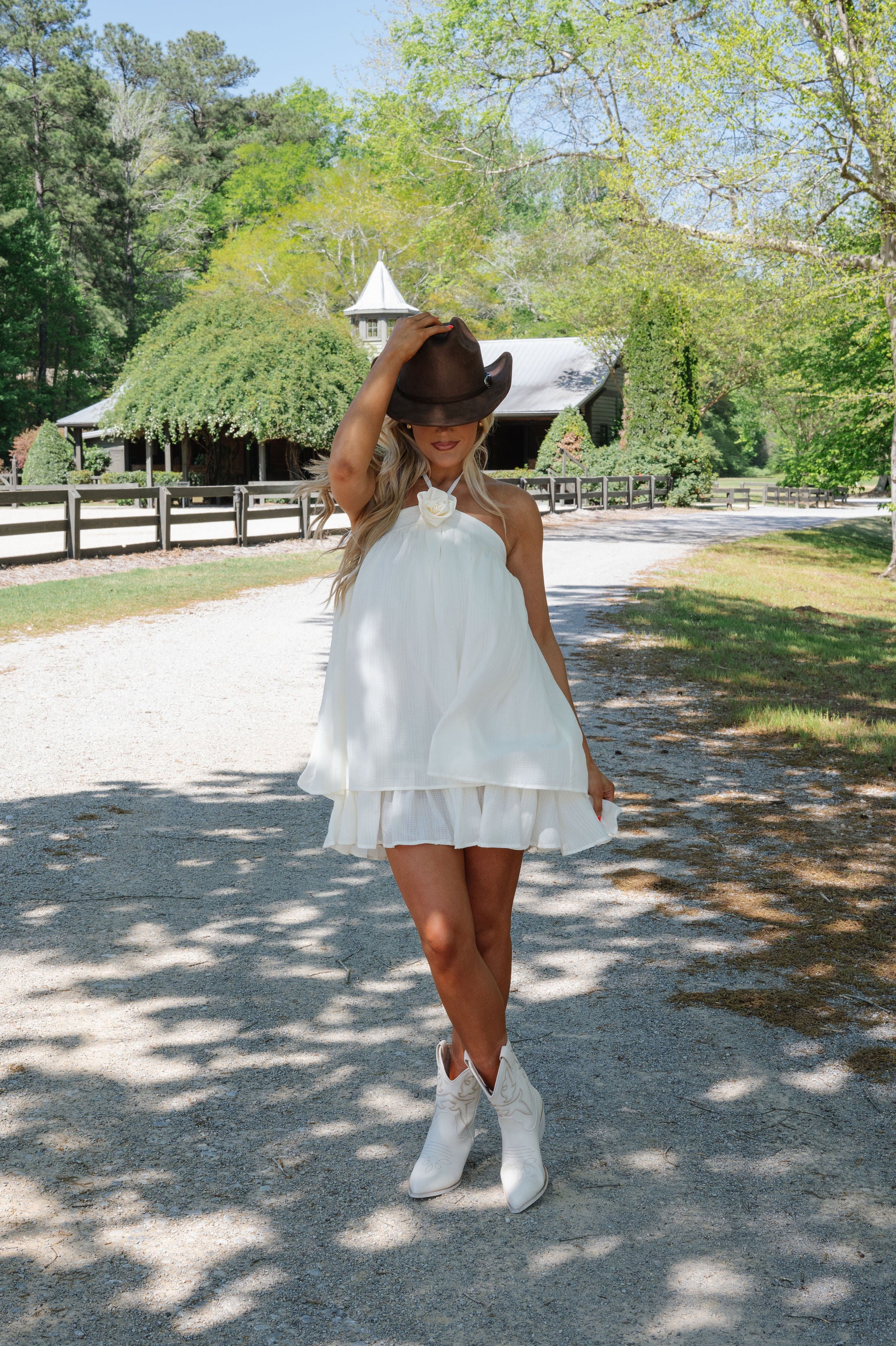 West Rosette Dress-Ivory