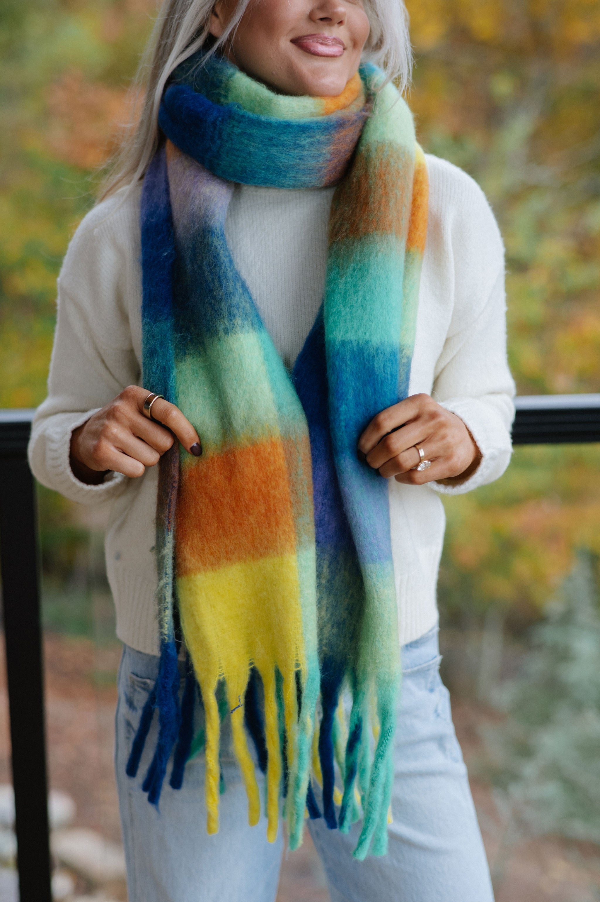 Makayla Scarf-Blue/Orange