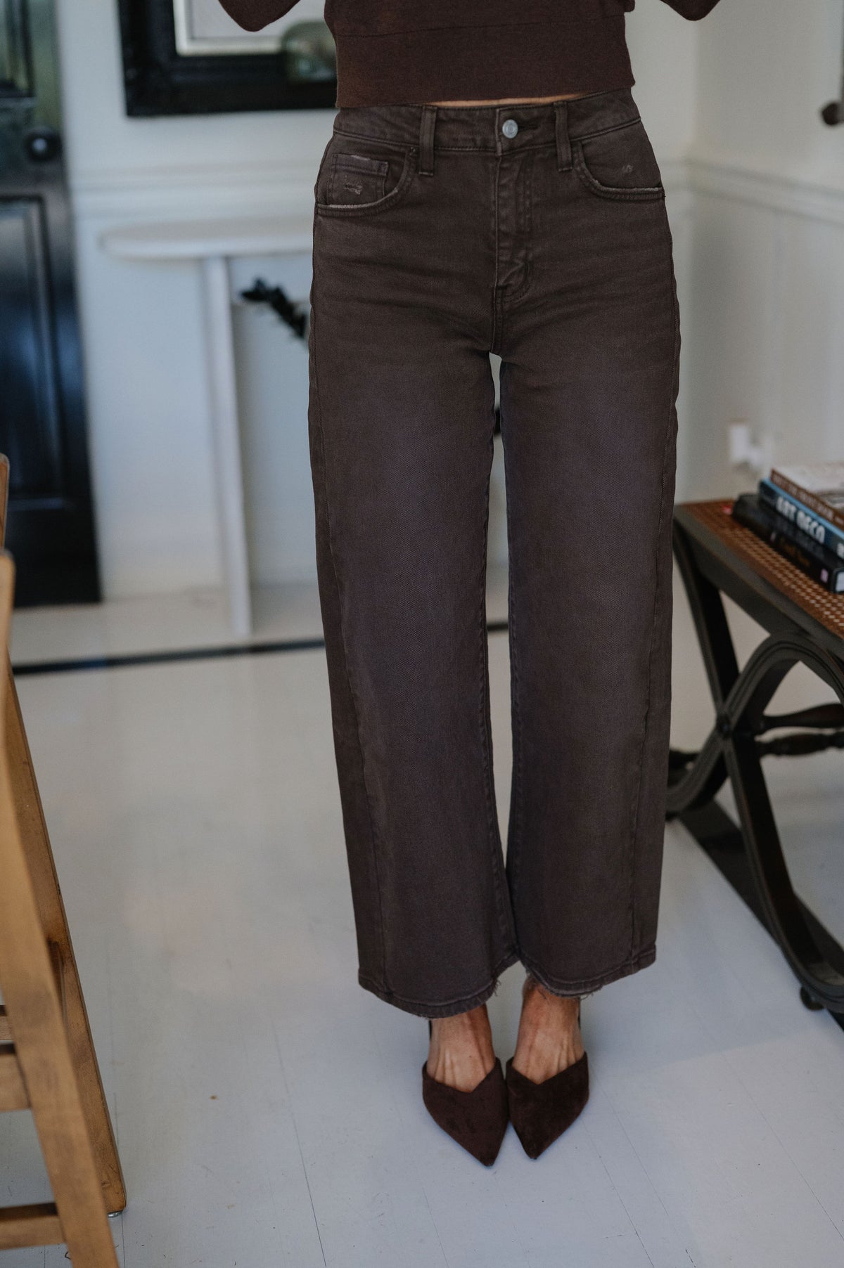 High Rise Barrel Jean-Espresso