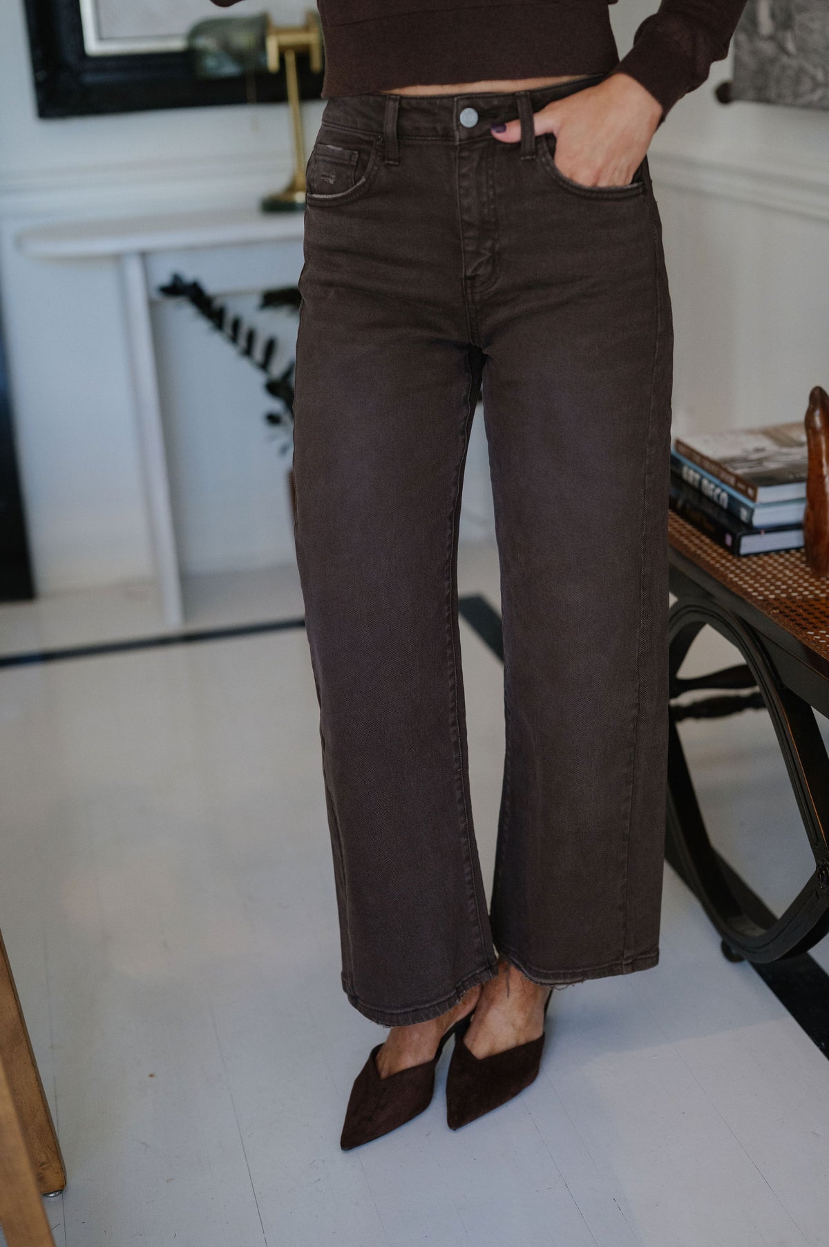 High Rise Barrel Jean-Espresso