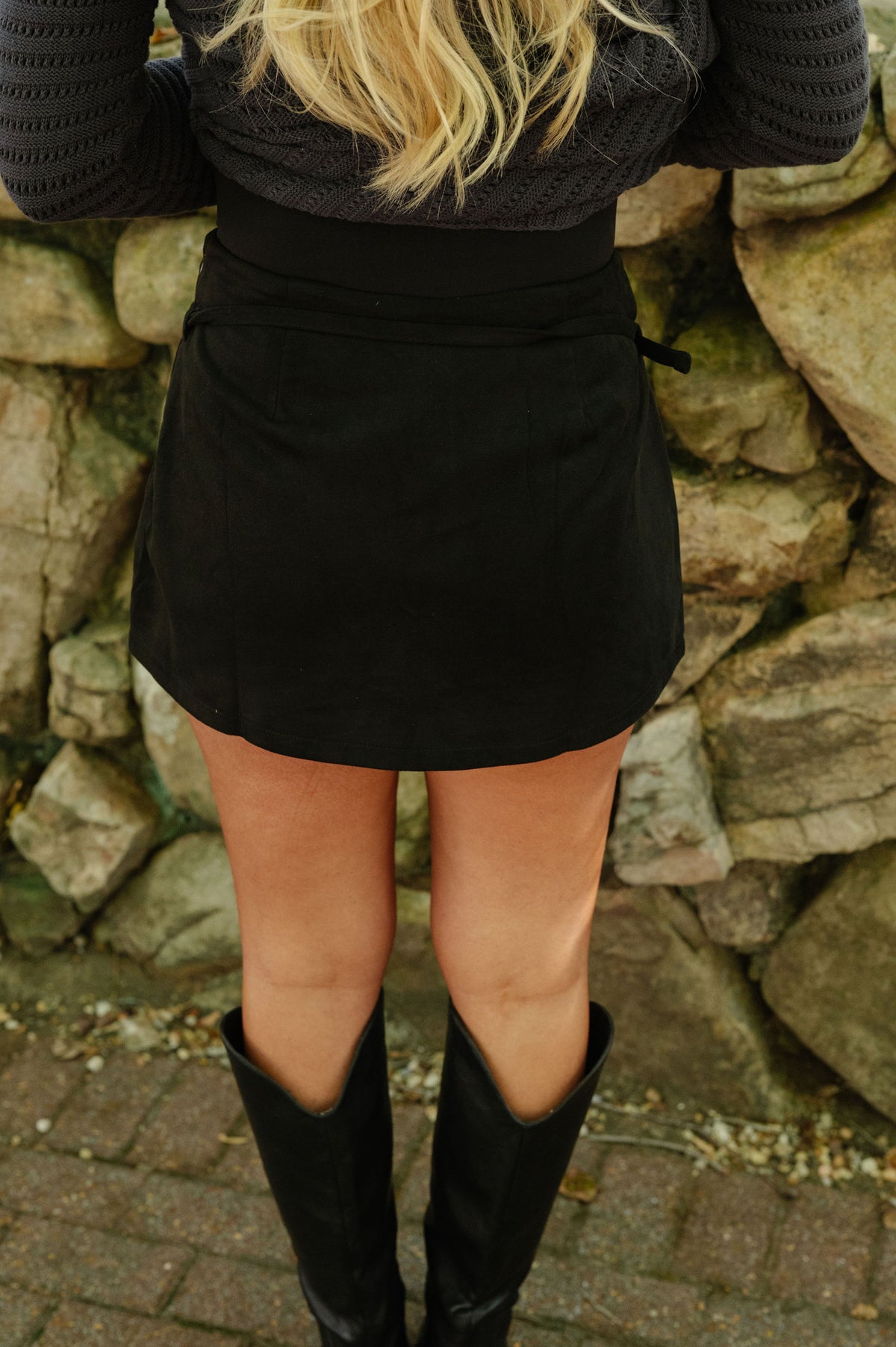Wren Faux Suede Skirt-Black