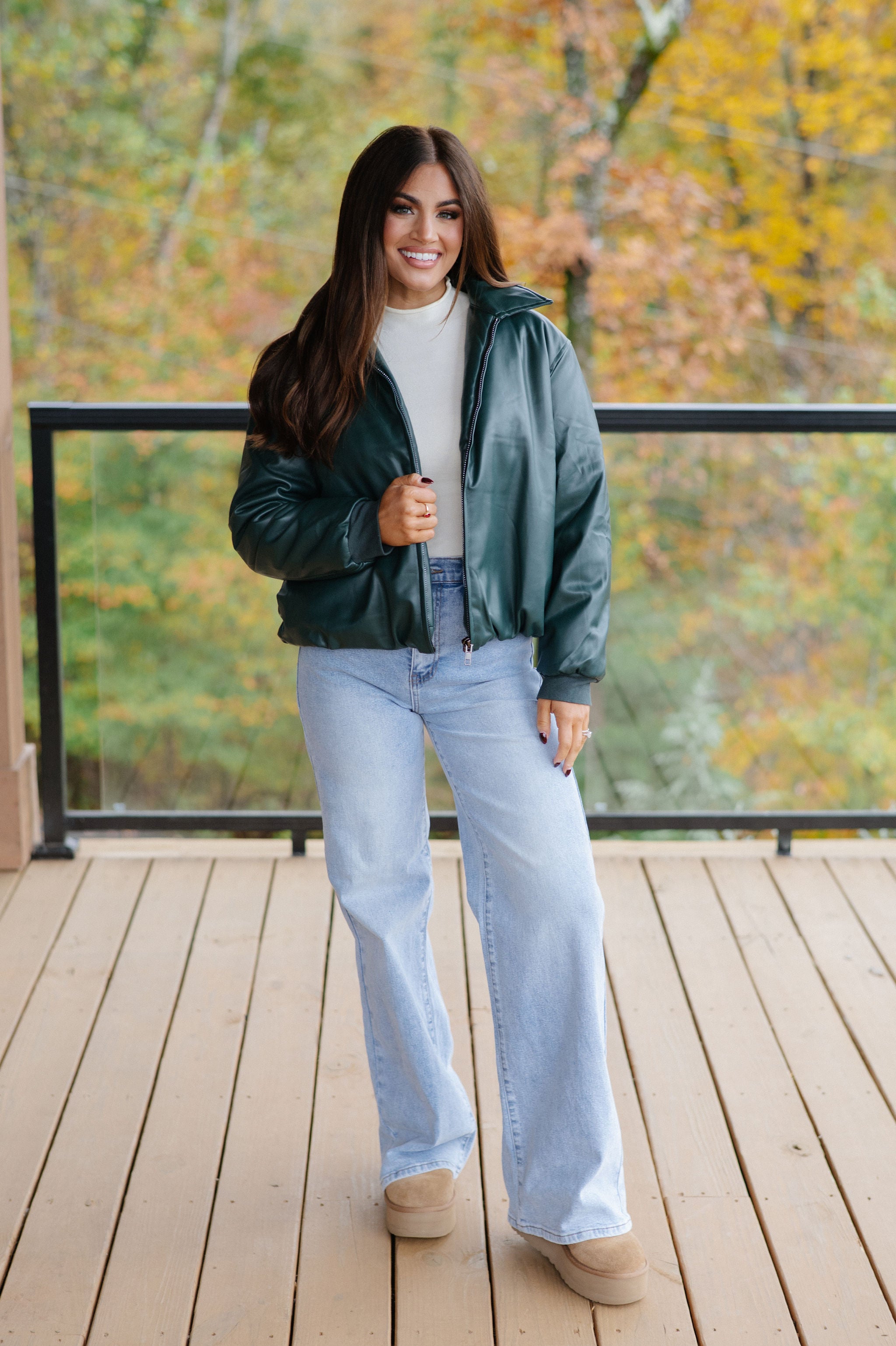 Hollow Bomber Jacket-Hunter Green