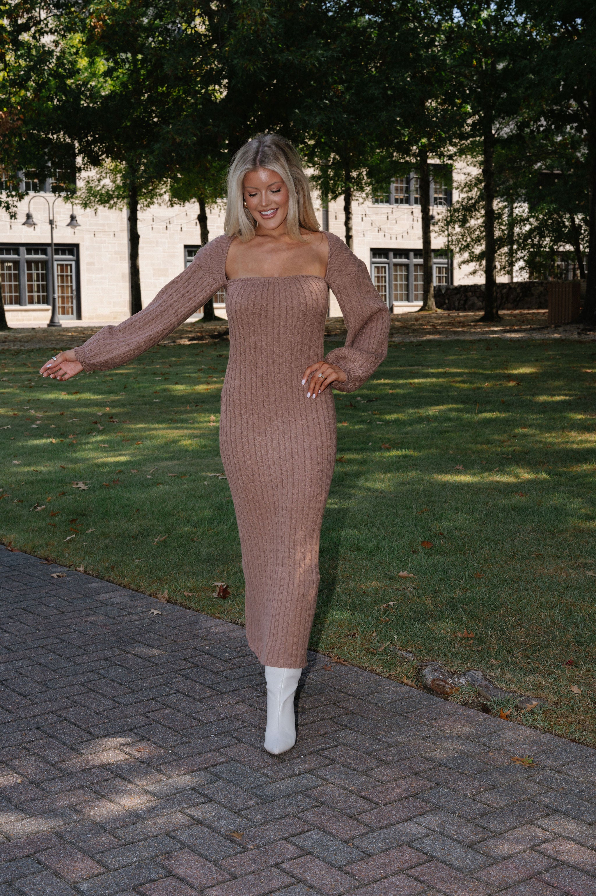 Hazel Sweater Dress- Brown