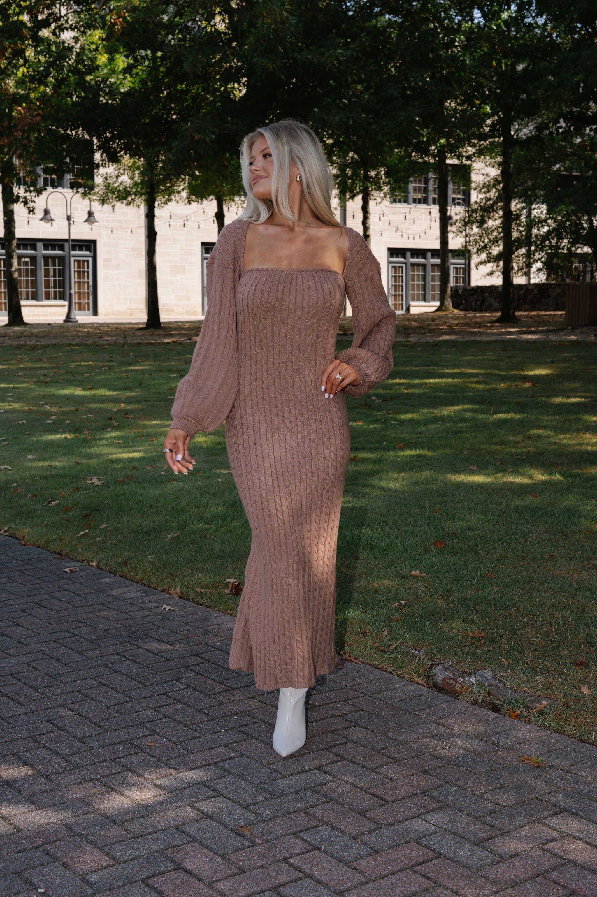 Hazel Sweater Dress- Brown
