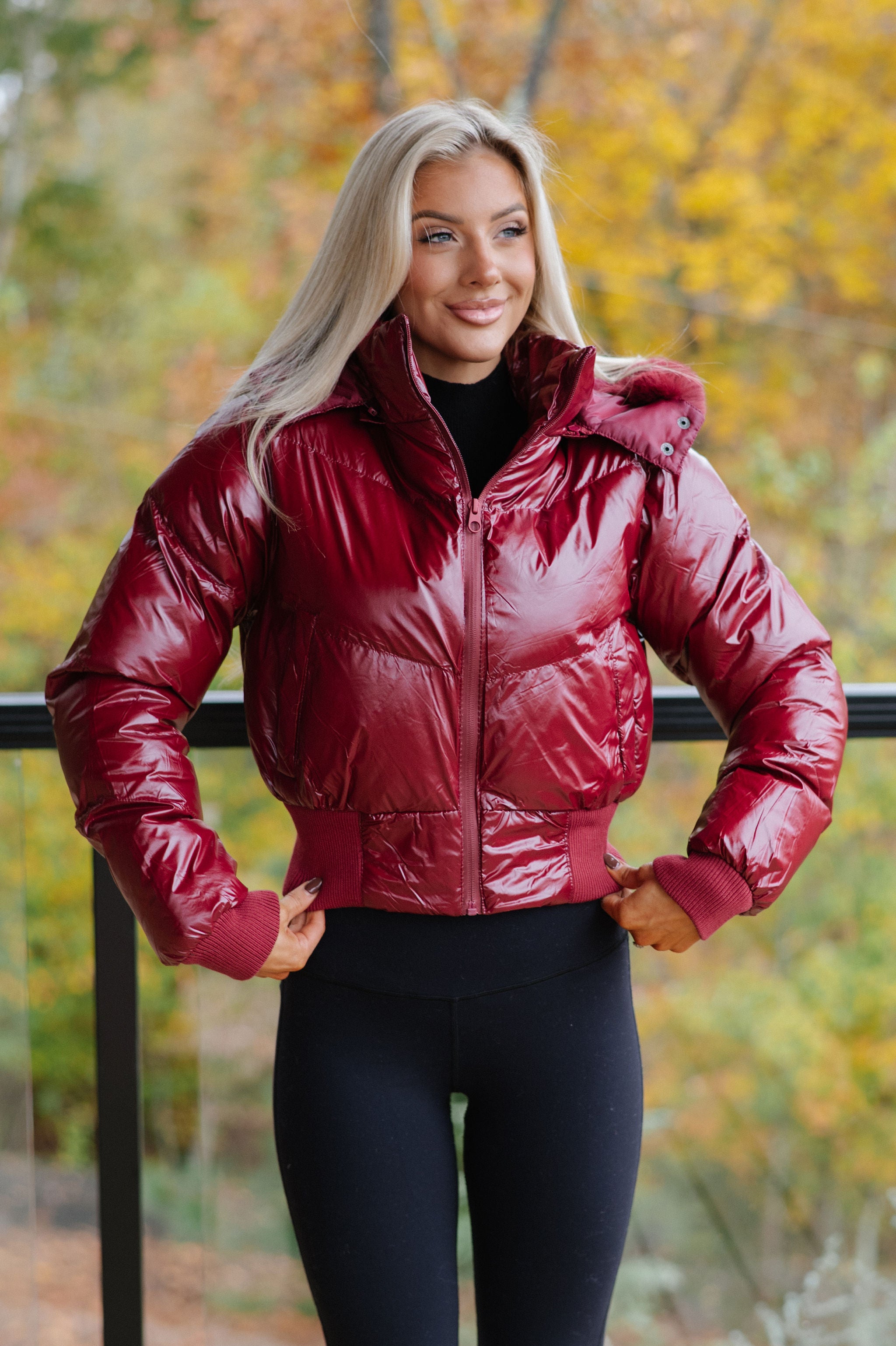 Betsy Hooded Puffer-Burgundy