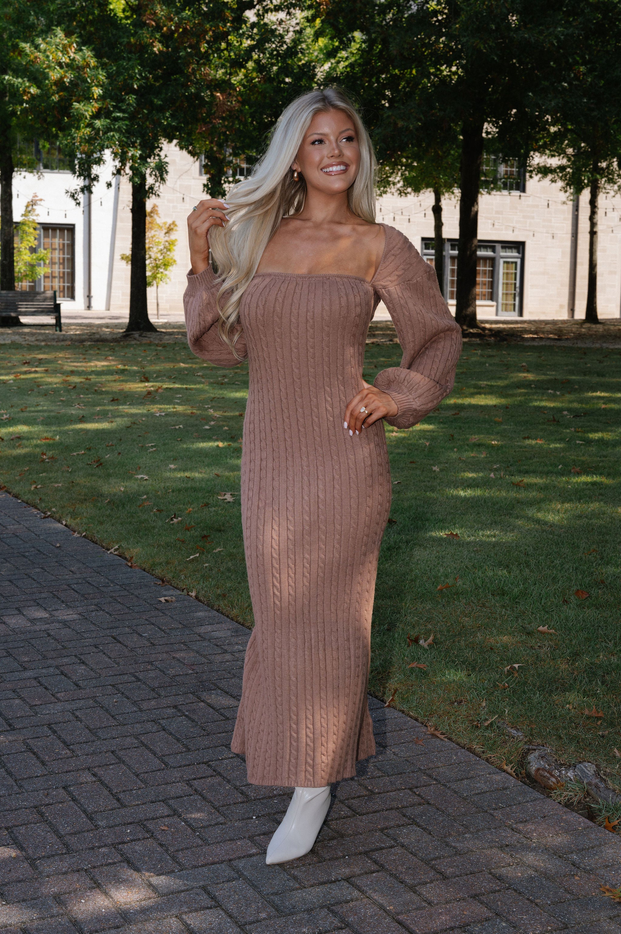 Hazel Sweater Dress- Brown