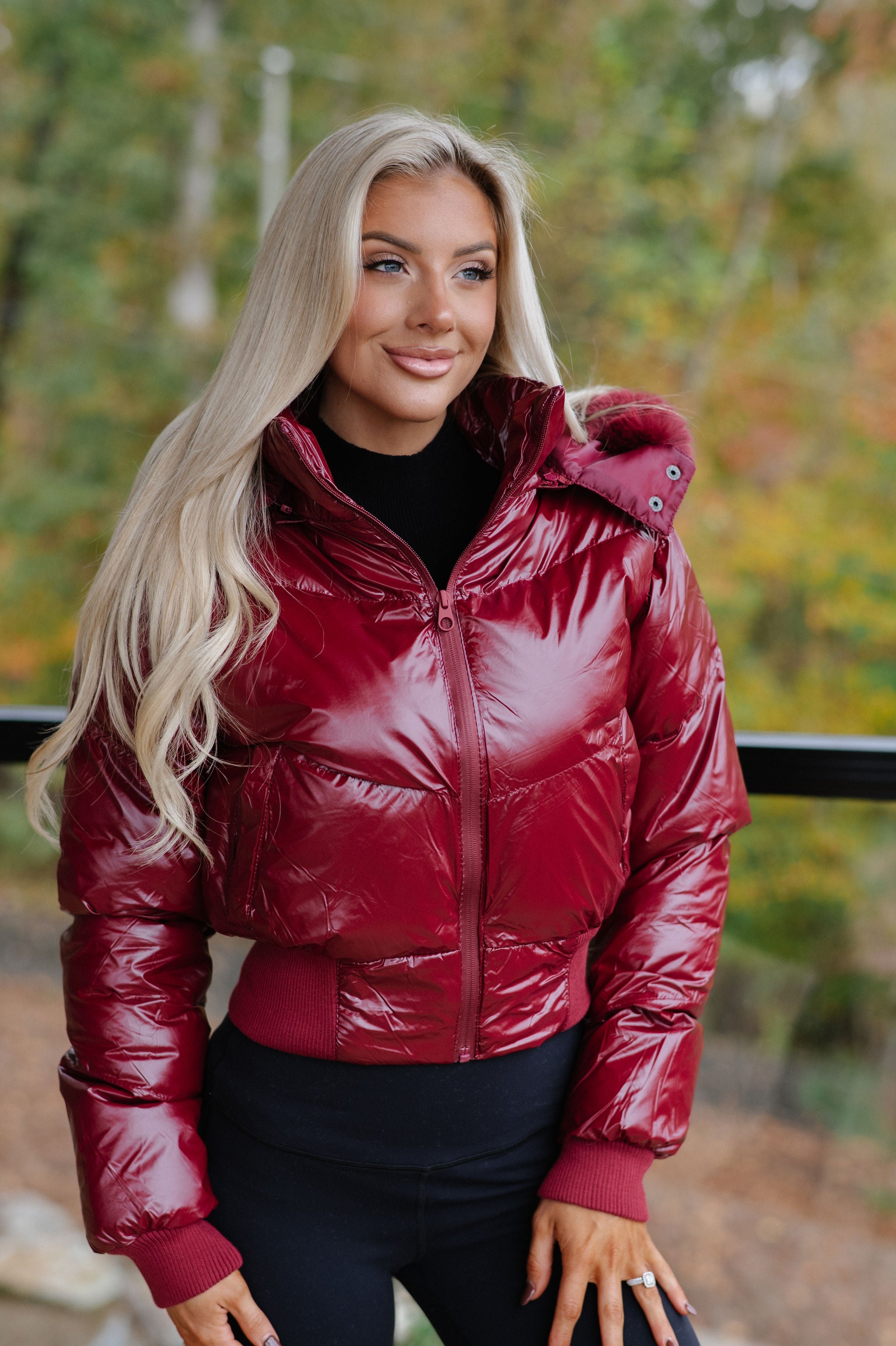 Betsy Hooded Puffer-Burgundy