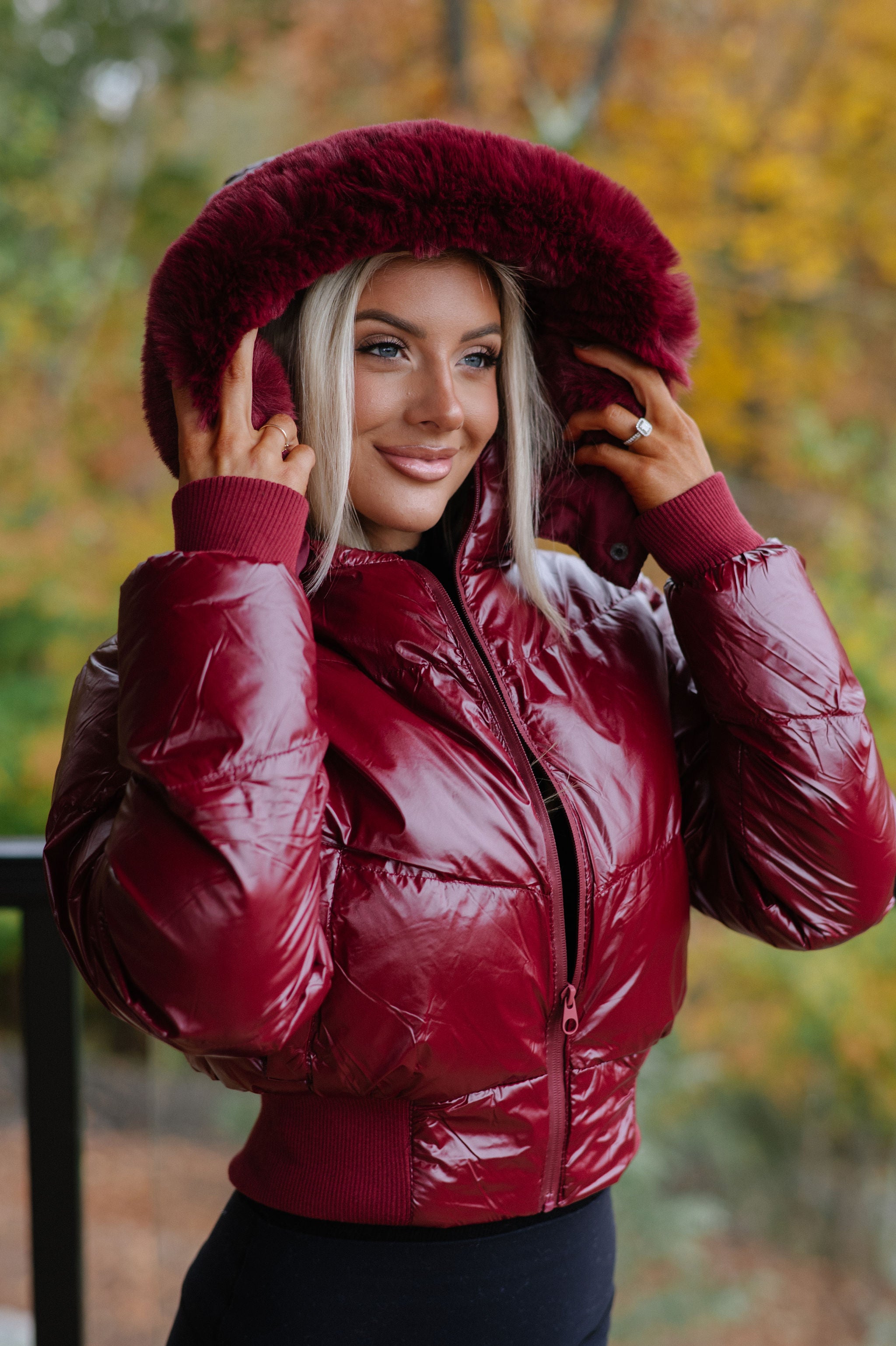 Betsy Hooded Puffer-Burgundy