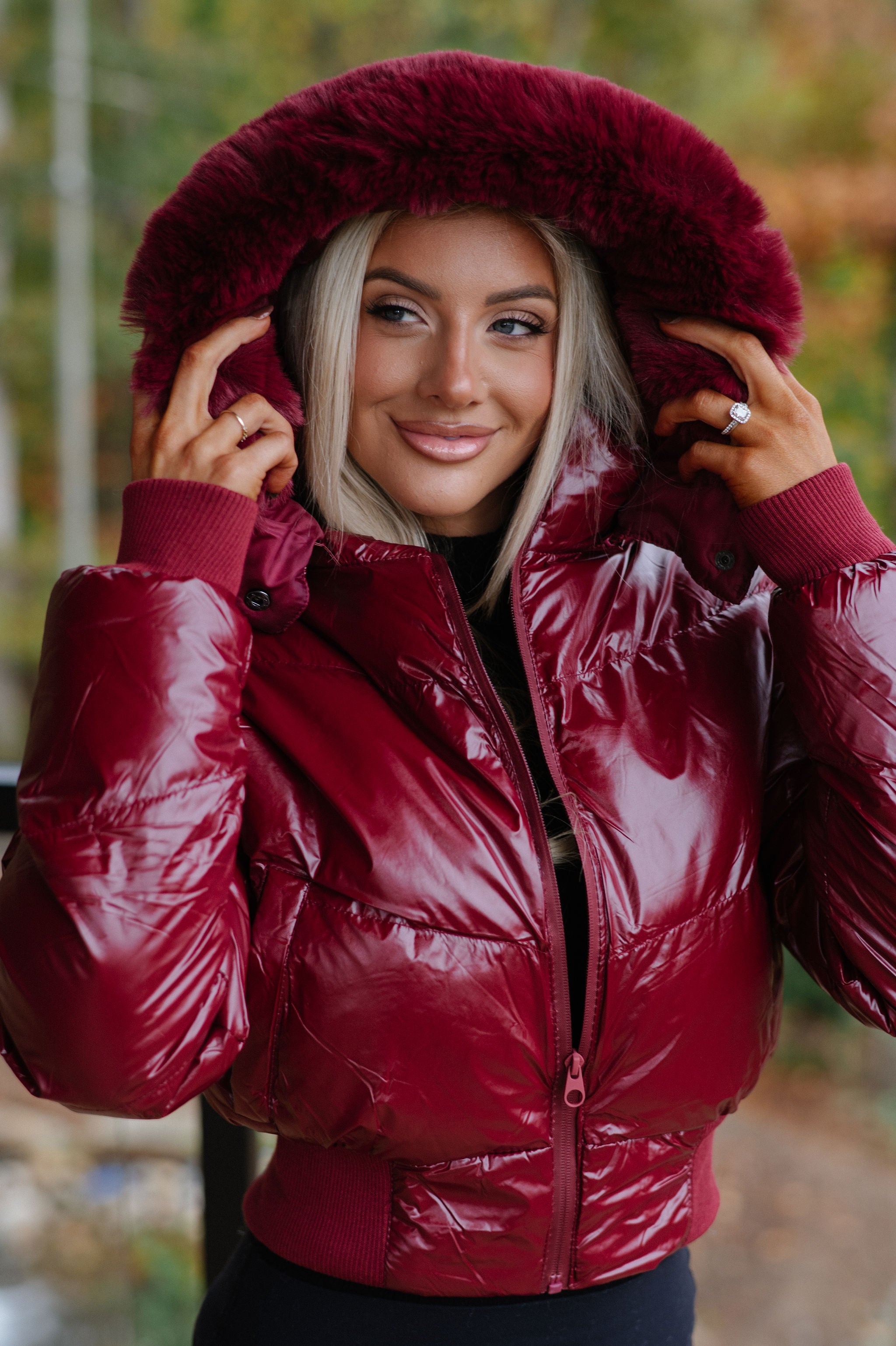 Betsy Hooded Puffer-Burgundy