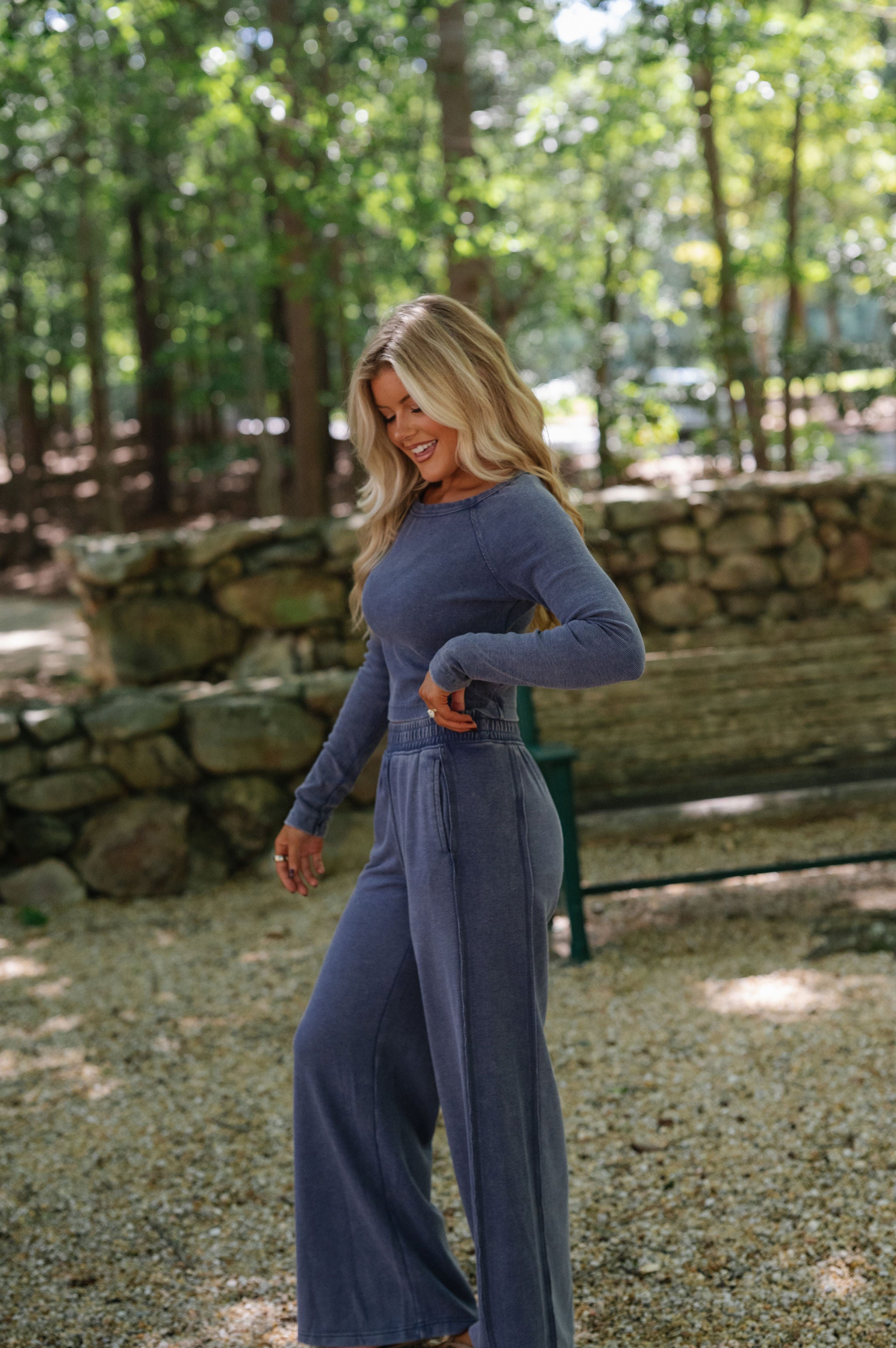 Harleigh Mineral Washed French Terry Set-Navy