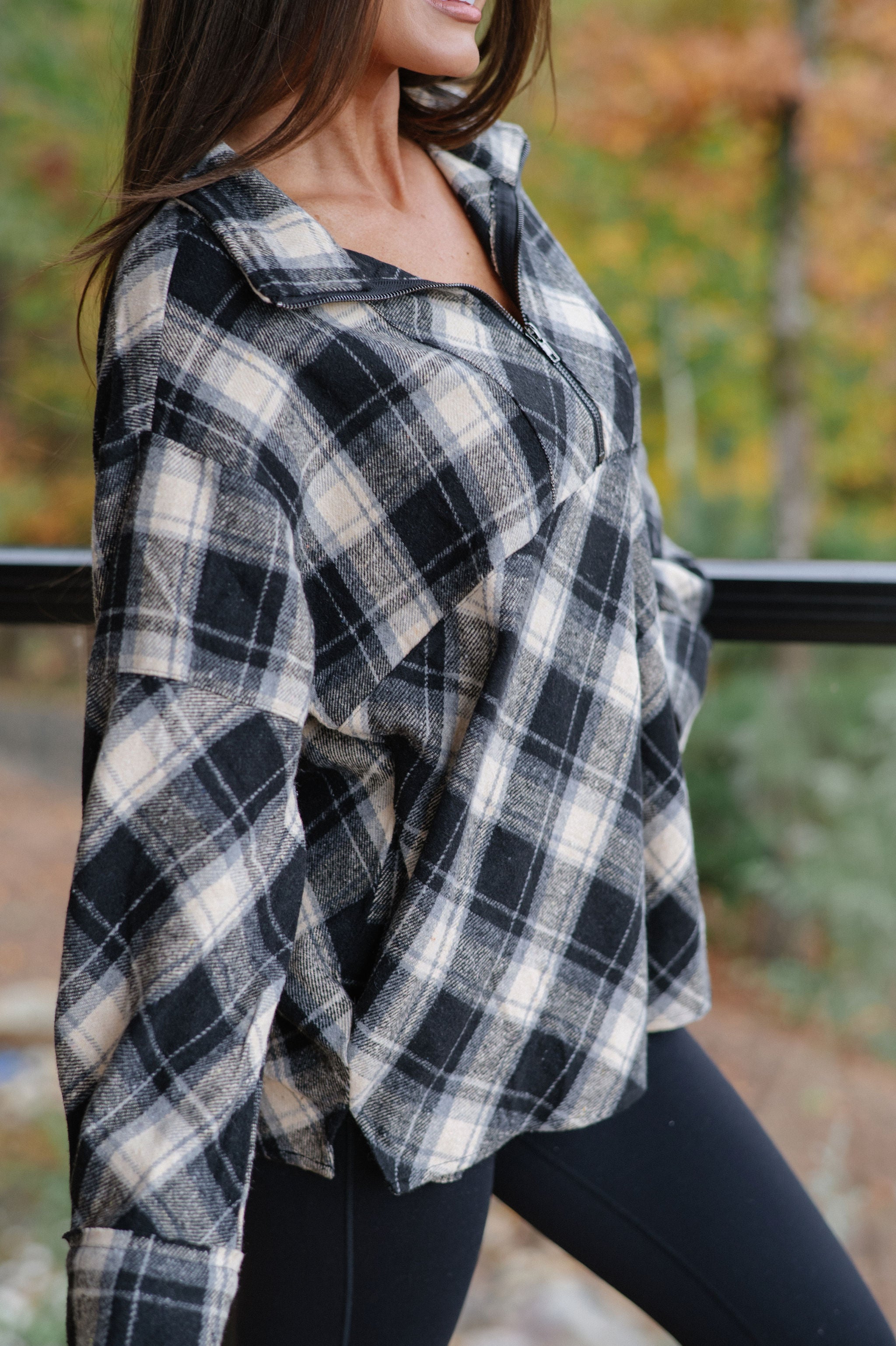 Mya Plaid Pullover-Black
